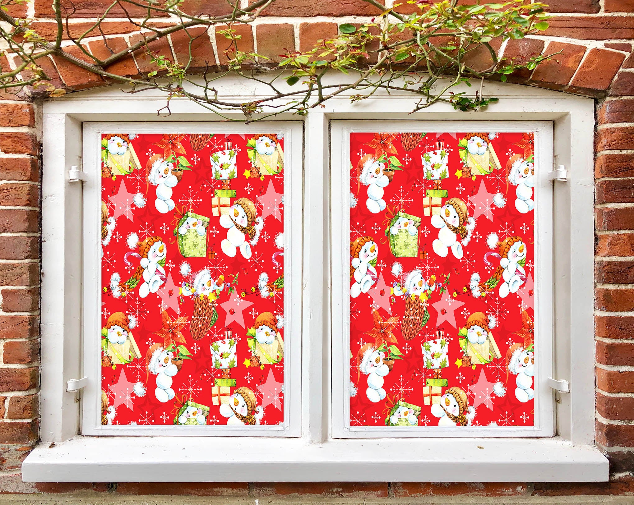 3D Snowman Pattern 42187 Christmas Window Film Print Sticker Cling Stained Glass Xmas