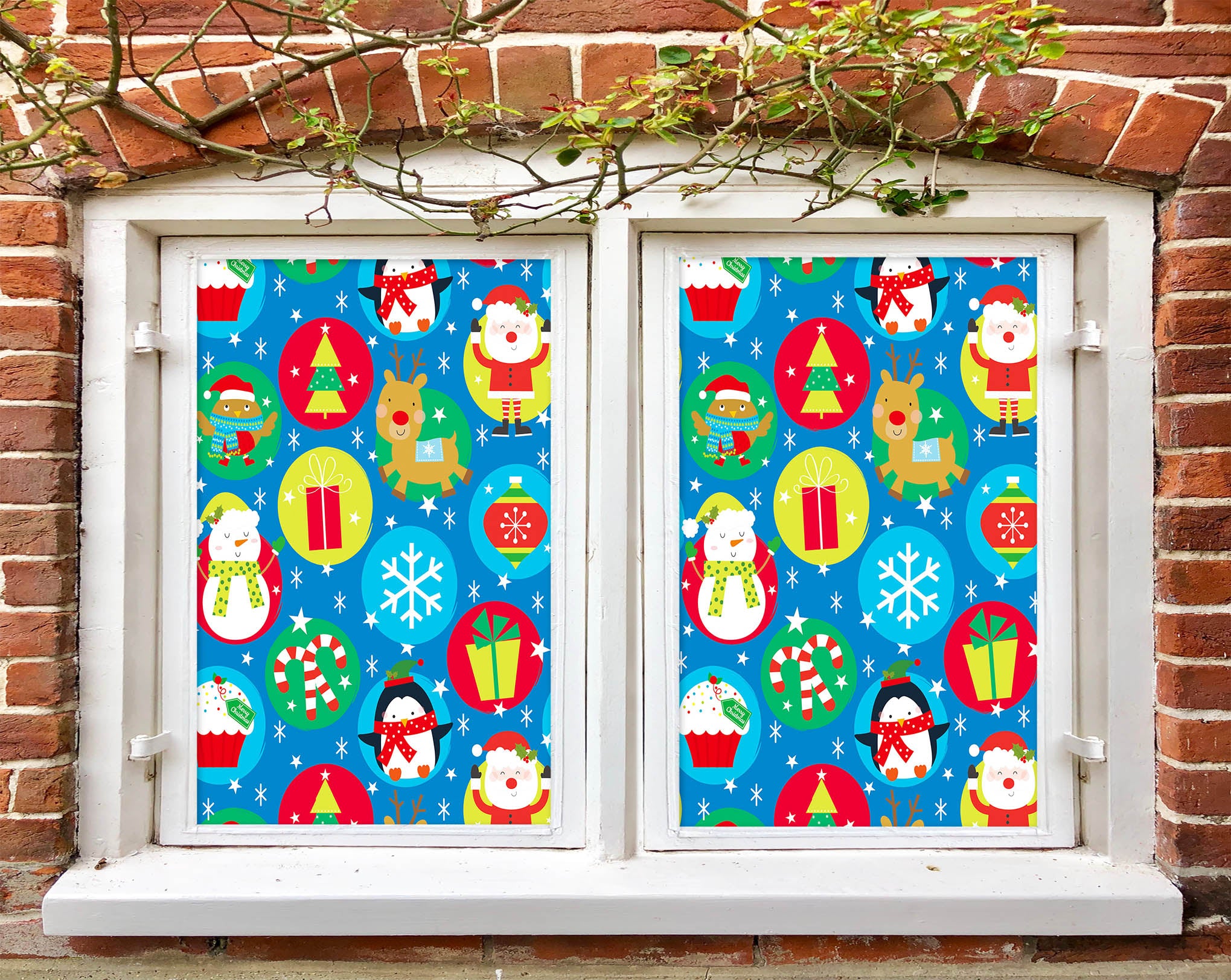 3D Christmas Pattern 43154 Christmas Window Film Print Sticker Cling Stained Glass Xmas