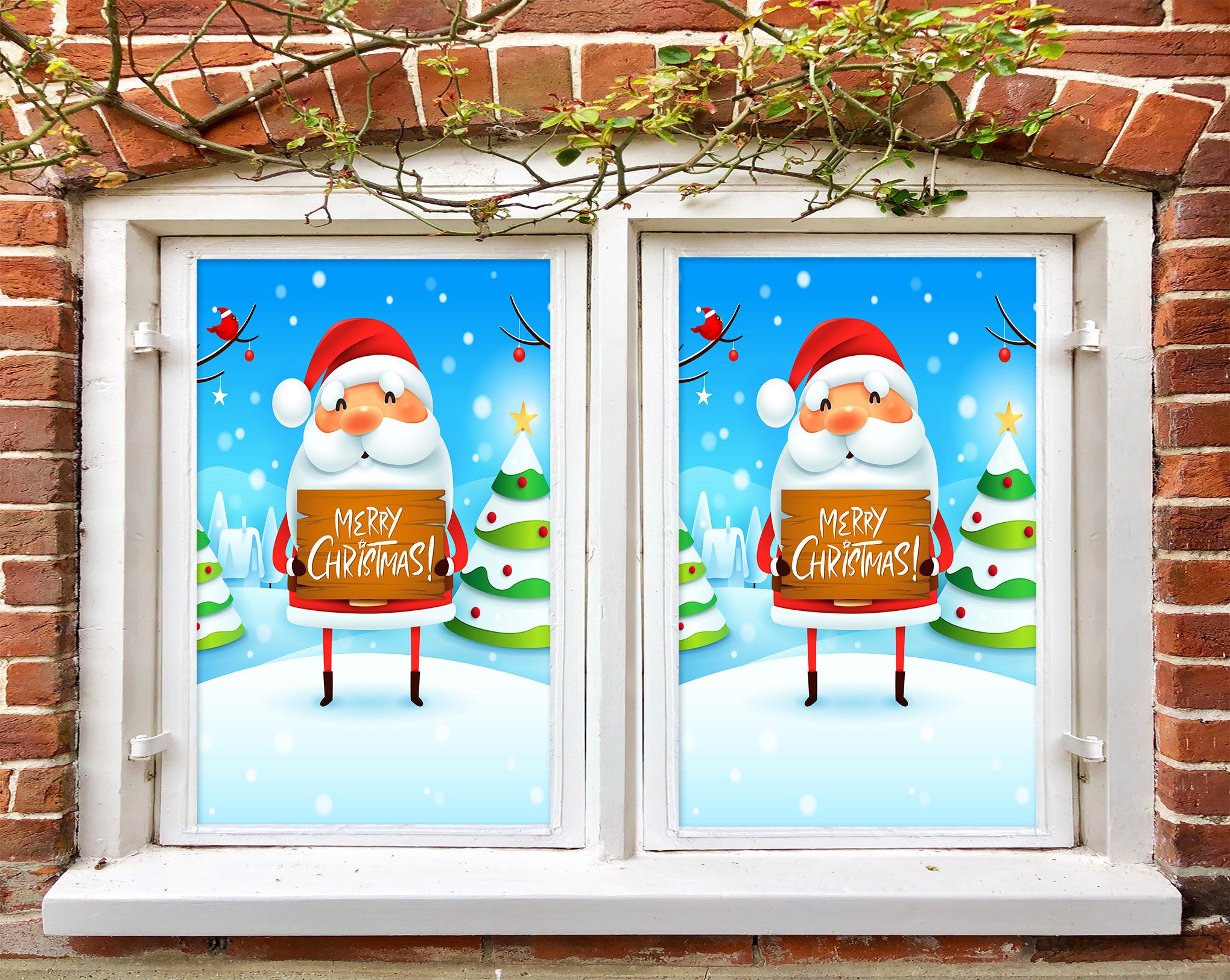 3D Santa Claus 43139 Christmas Window Film Print Sticker Cling Stained Glass Xmas