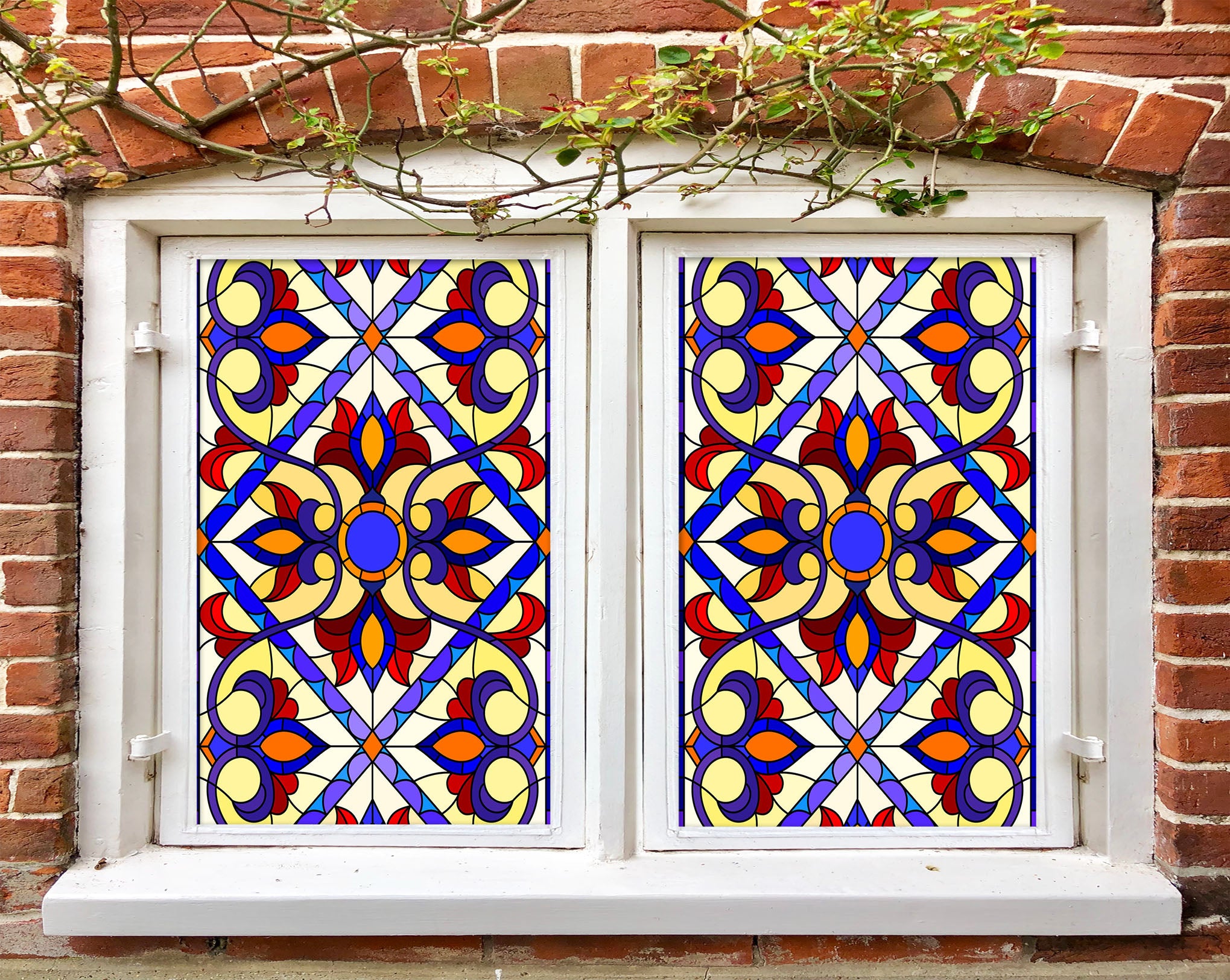 3D Cross Pattern 097 Window Film Print Sticker Cling Stained Glass UV Block