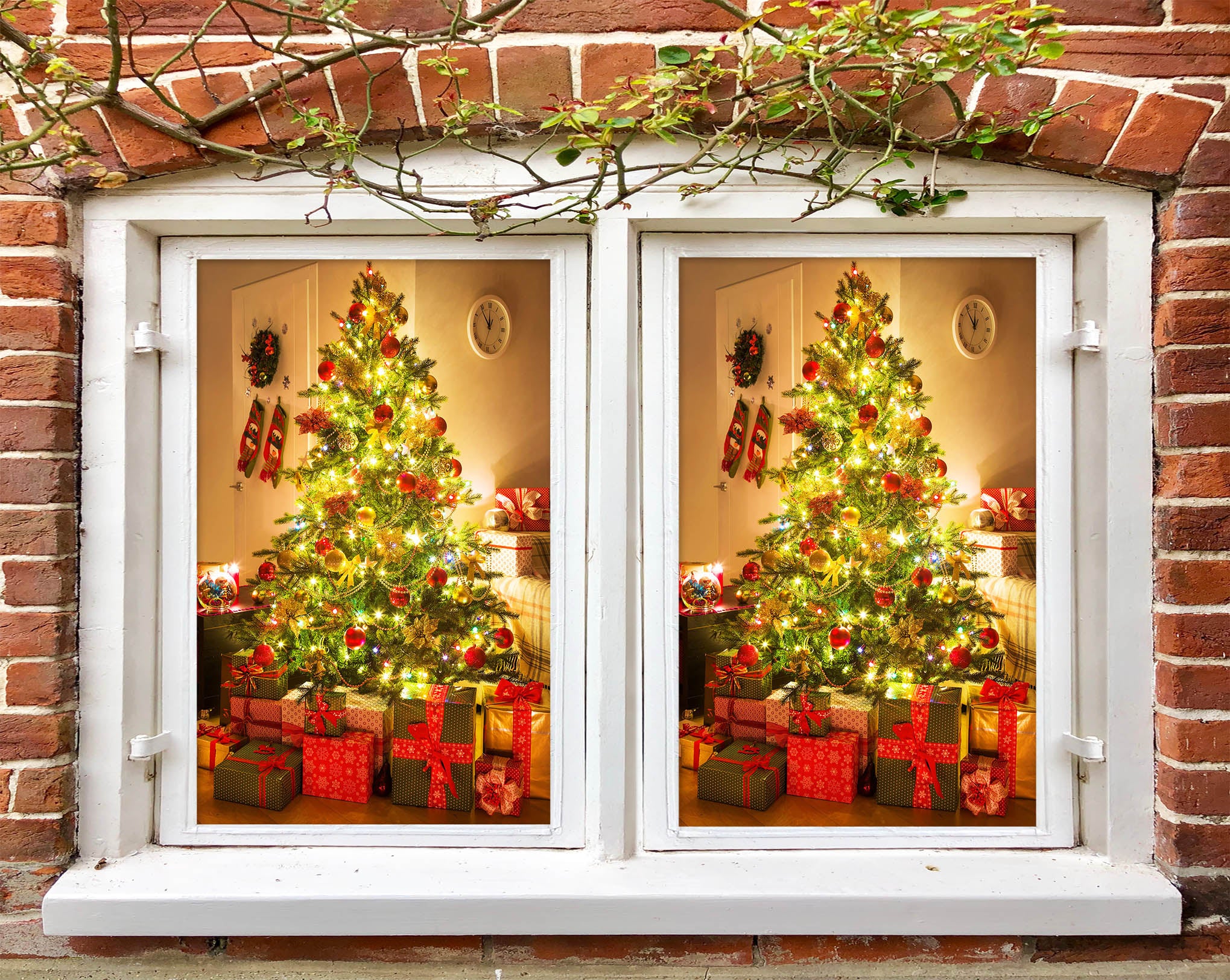 3D Christmas Tree Gift 43101 Christmas Window Film Print Sticker Cling Stained Glass Xmas