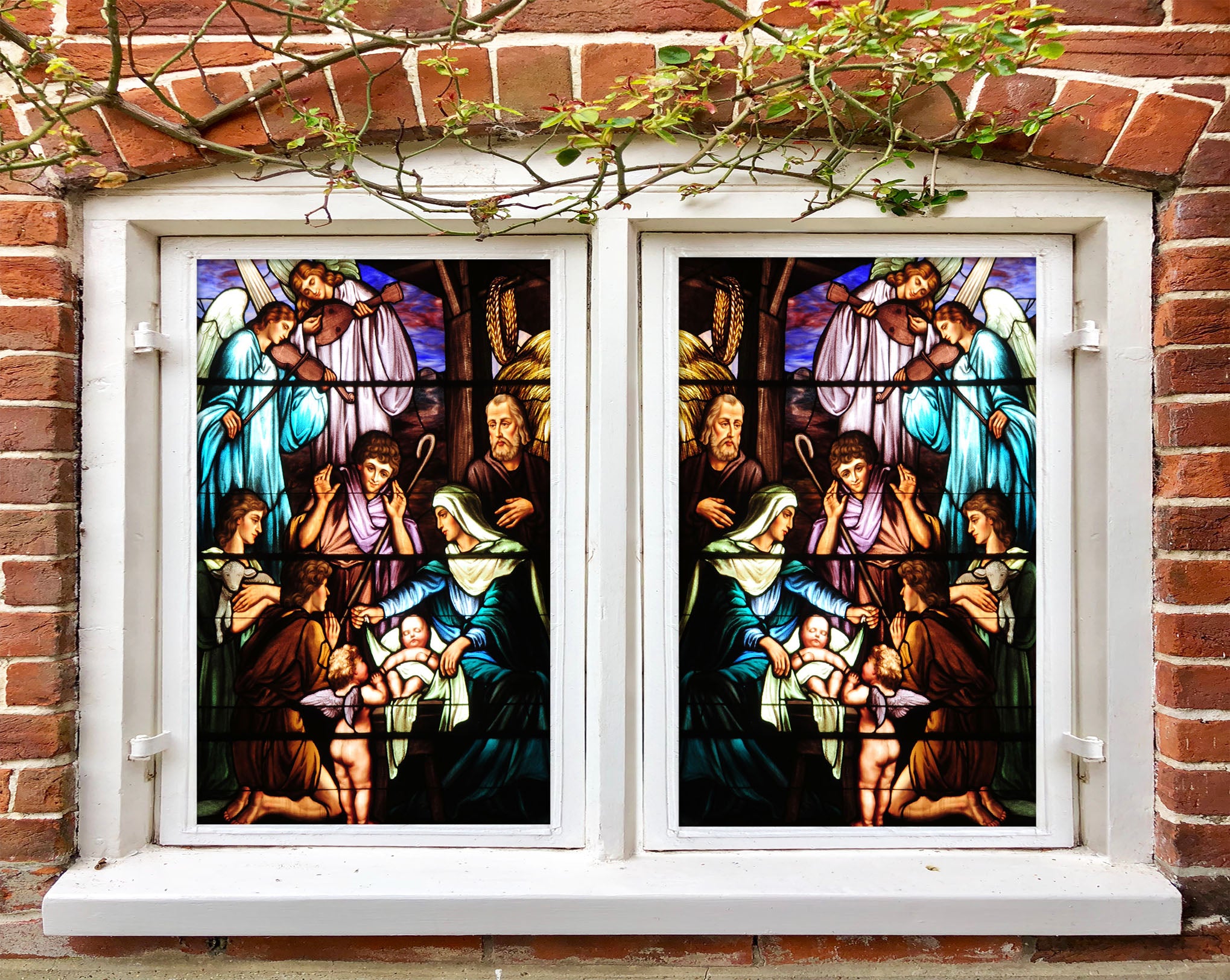 3D Angel Baby 122 Window Film Print Sticker Cling Stained Glass UV Block