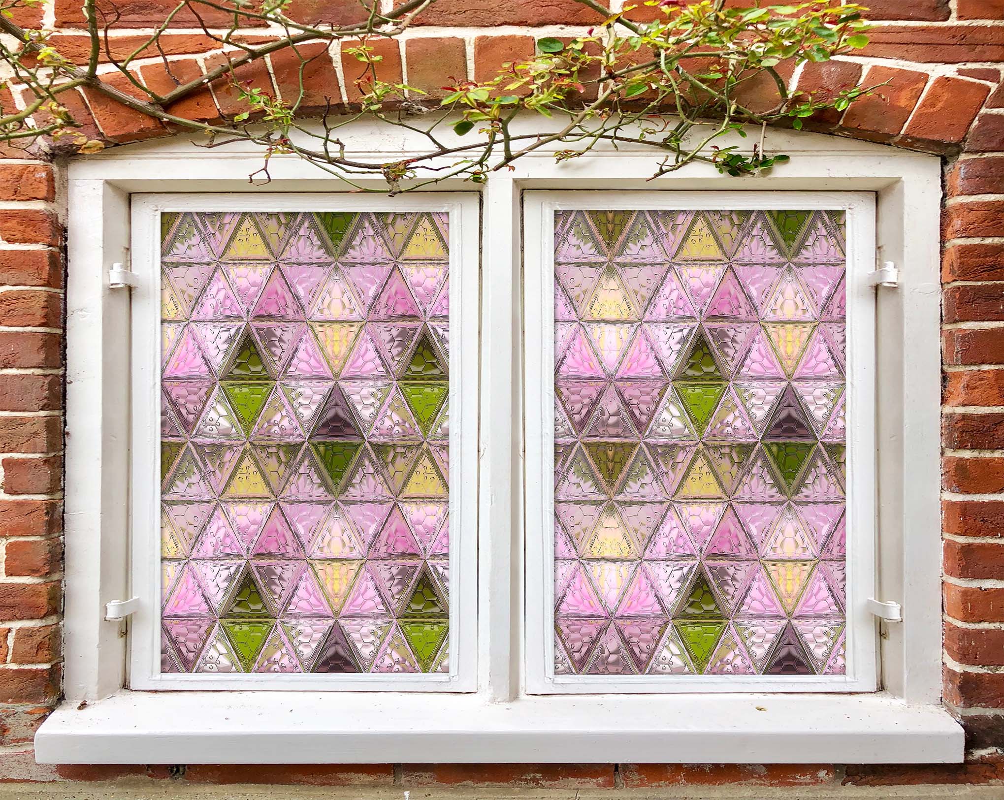 3D Pink Triangle 084 Window Film Print Sticker Cling Stained Glass UV Block