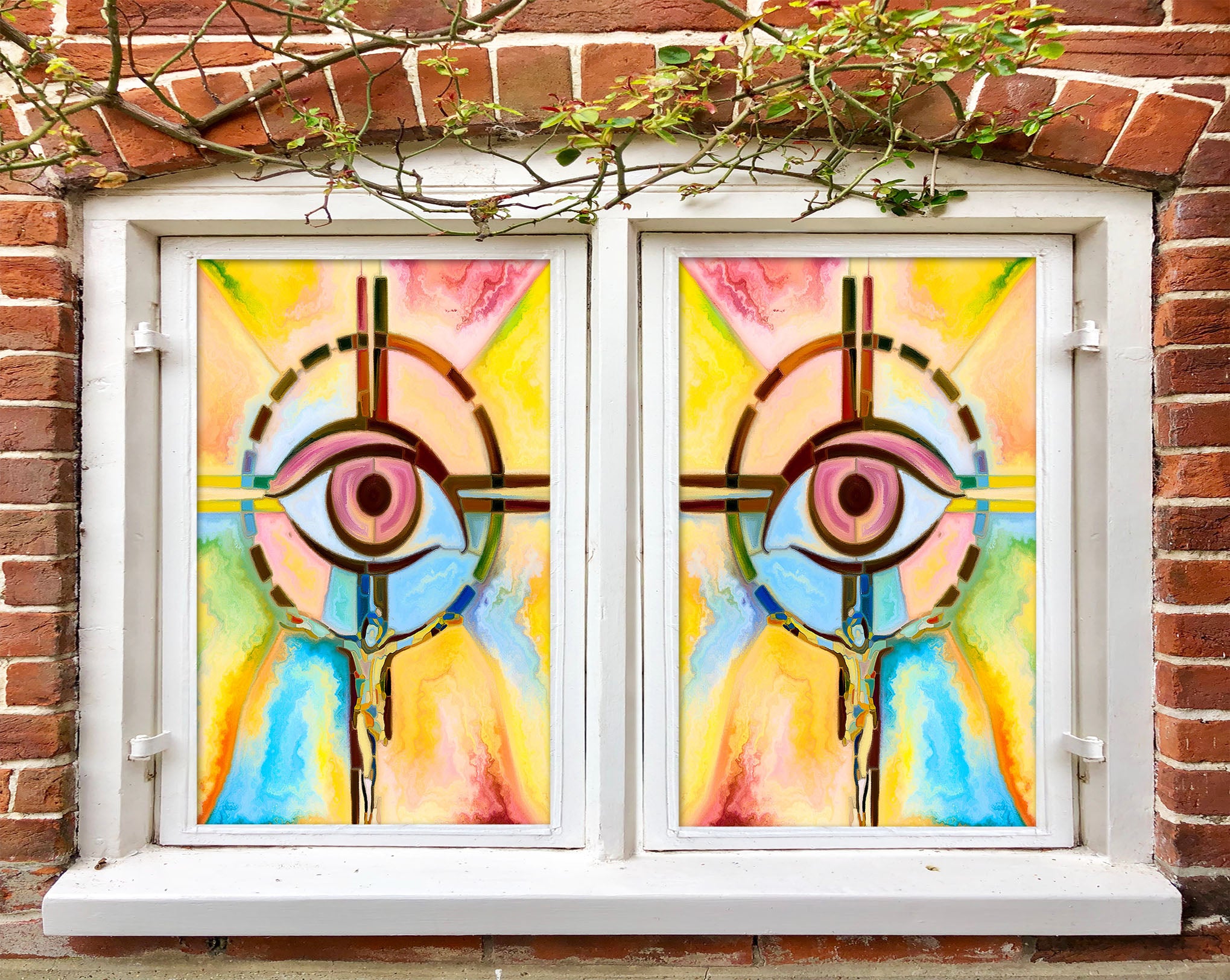 3D Eye Pattern 172 Window Film Print Sticker Cling Stained Glass UV Block