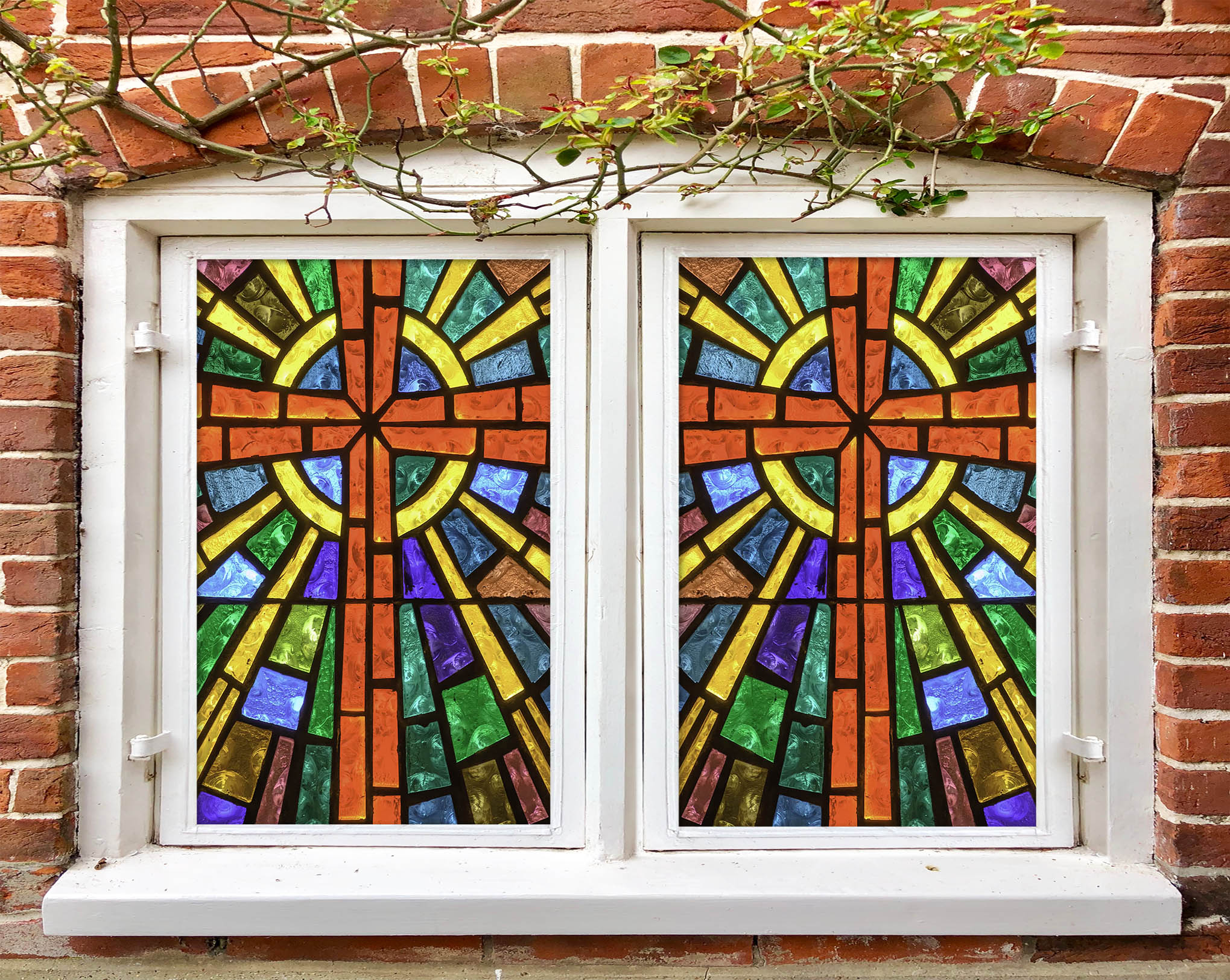 3D Cross Ceiling 156 Window Film Print Sticker Cling Stained Glass UV Block
