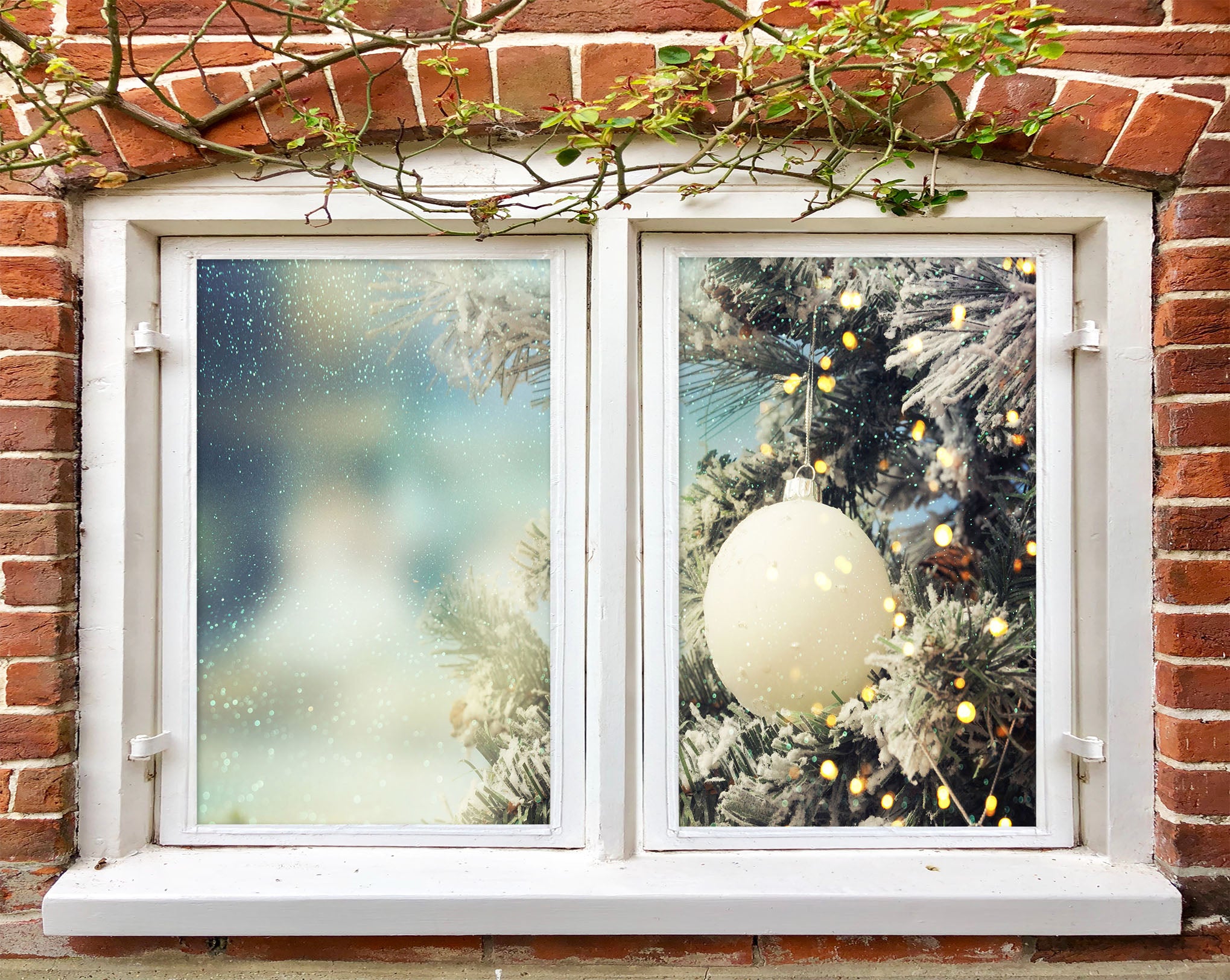 3D White Ball 42188 Christmas Window Film Print Sticker Cling Stained Glass Xmas