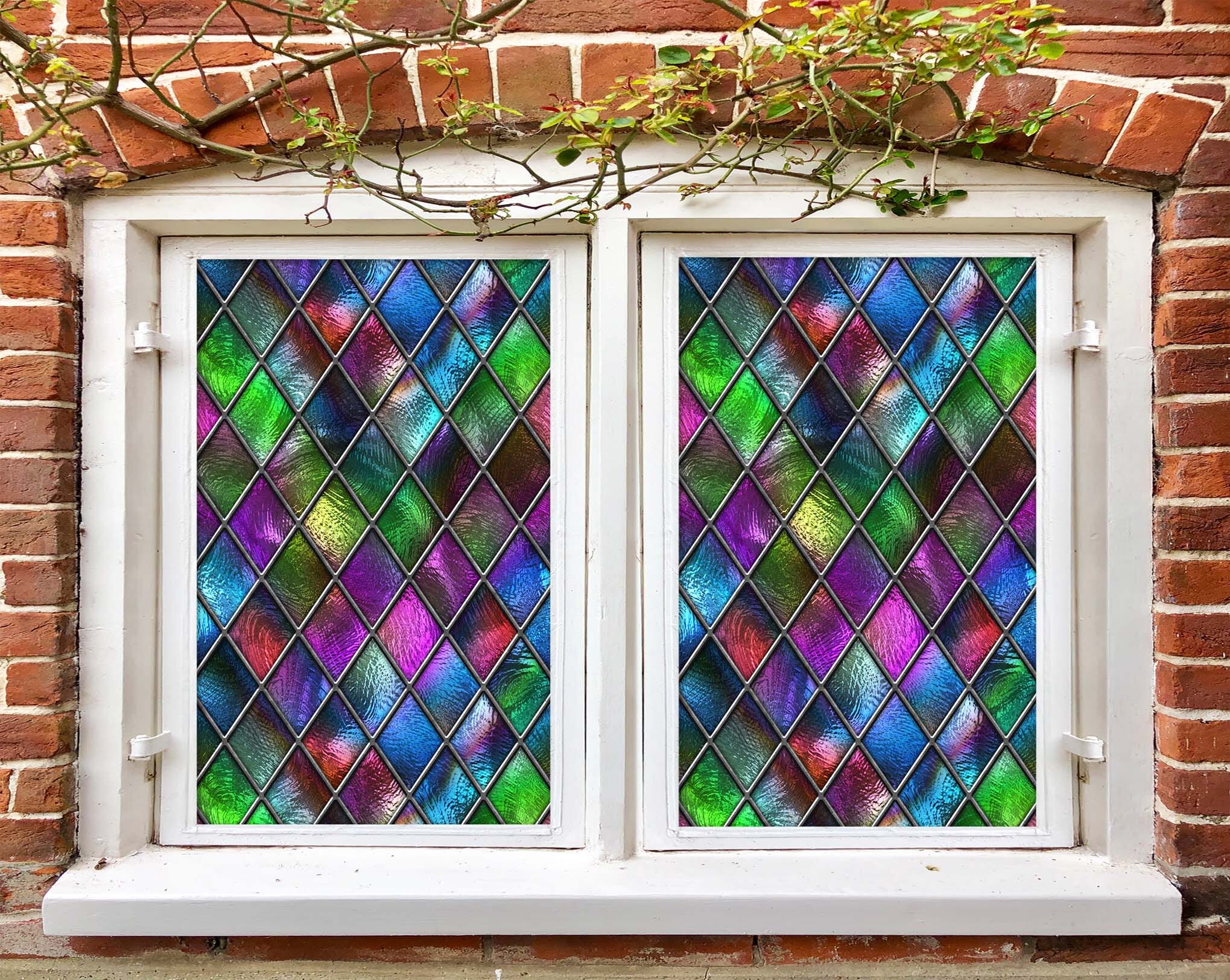 3D Colored Diamond 459 Window Film Print Sticker Cling Stained Glass UV Block Wallpaper AJ Wallpaper 2 