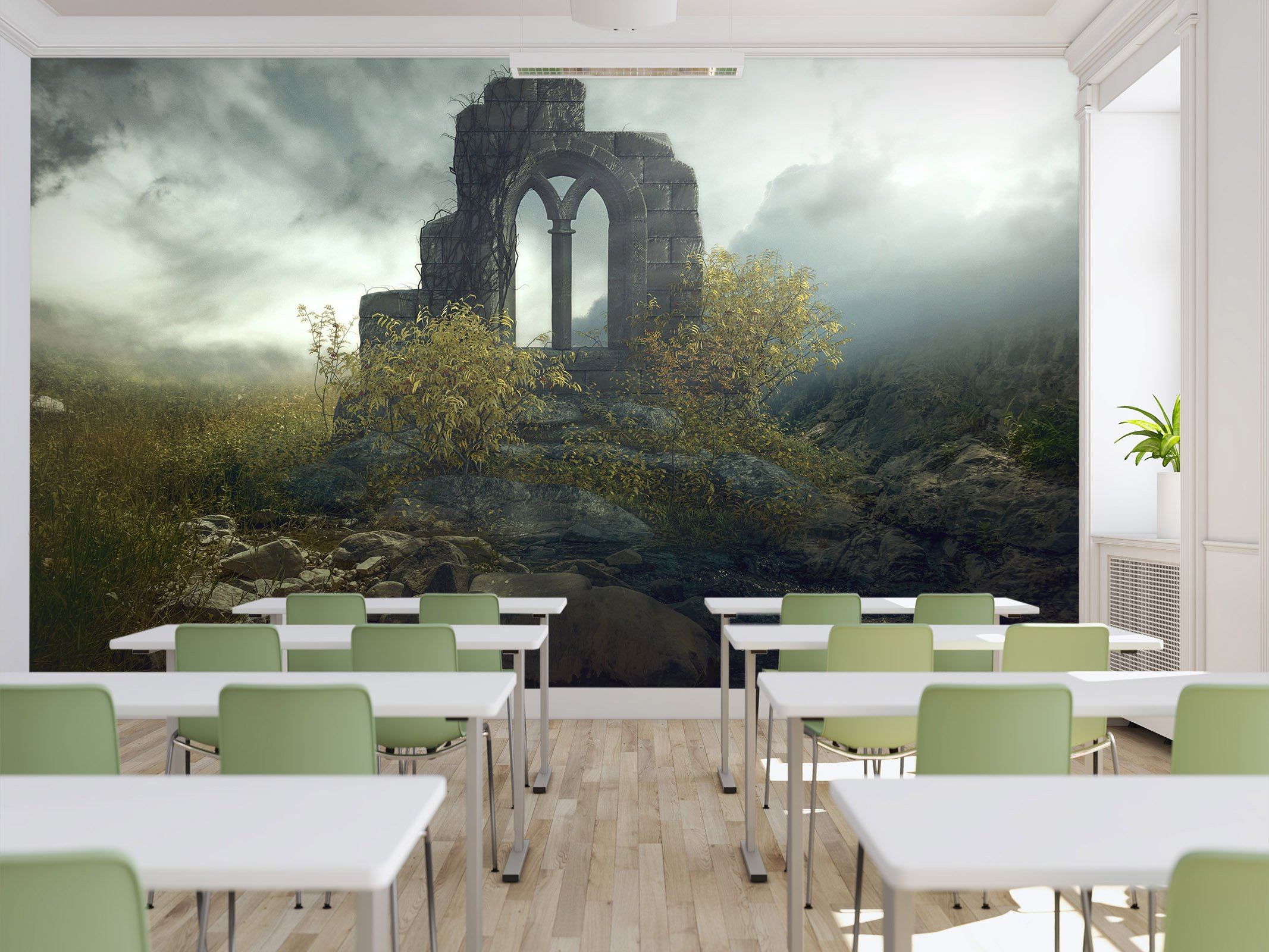 3D Building between plants 21 Wall Murals Wallpaper AJ Wallpaper 2 
