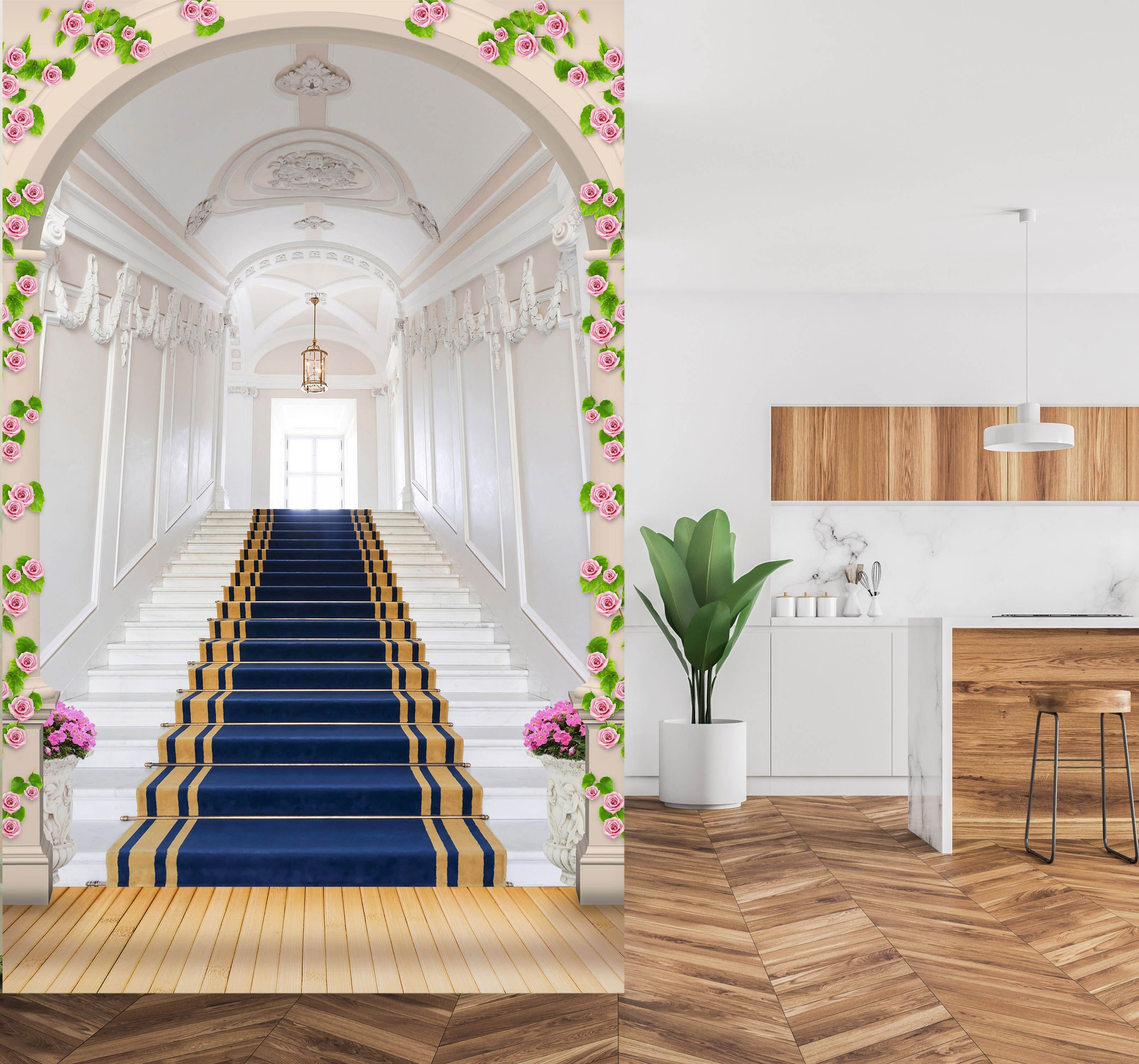 3D Blue Stairs 1879 Wall Murals Wallpaper AJ Wallpaper 2 