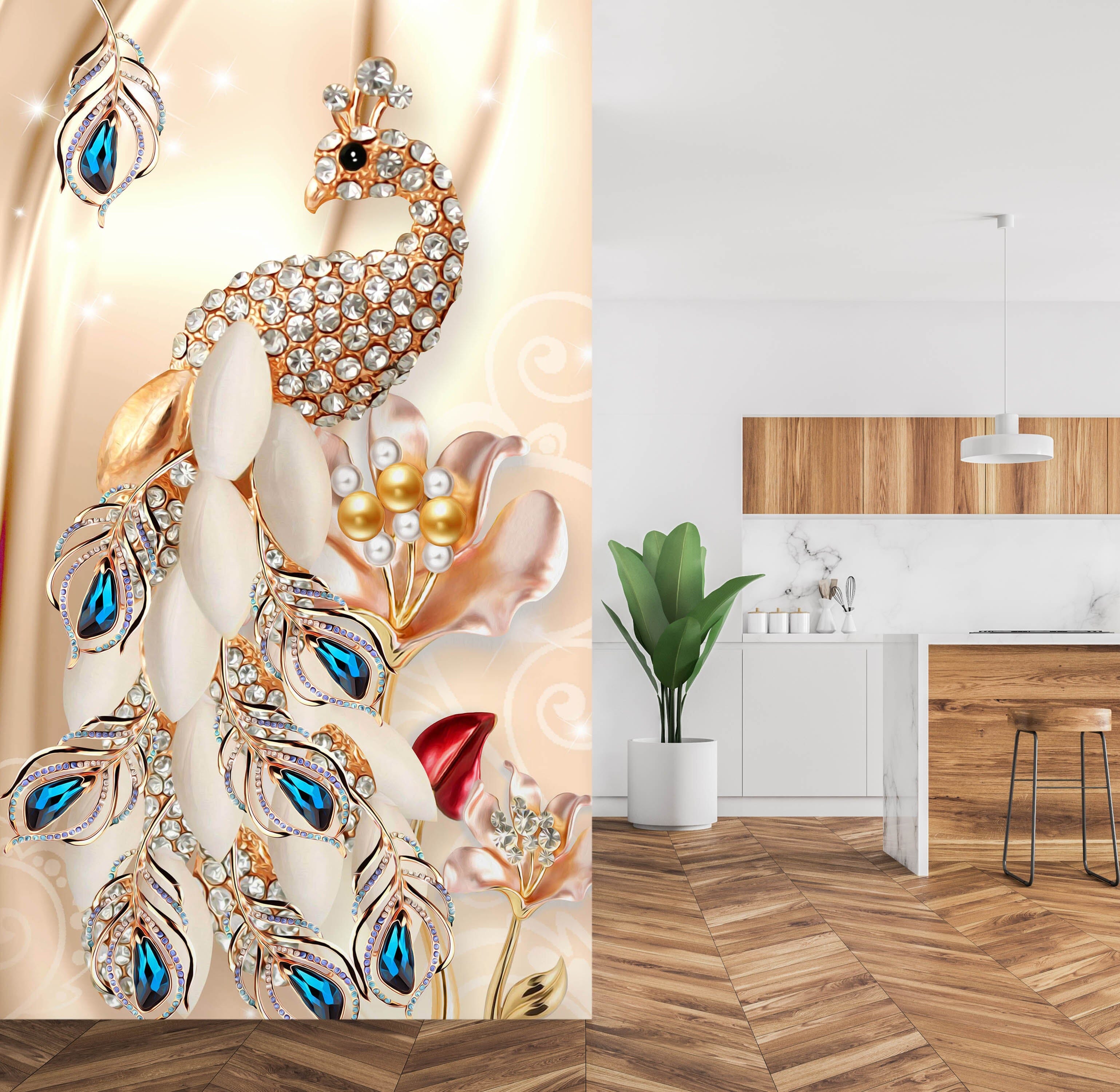3D Diamond Peacock 1840 Wall Murals Wallpaper AJ Wallpaper 2 