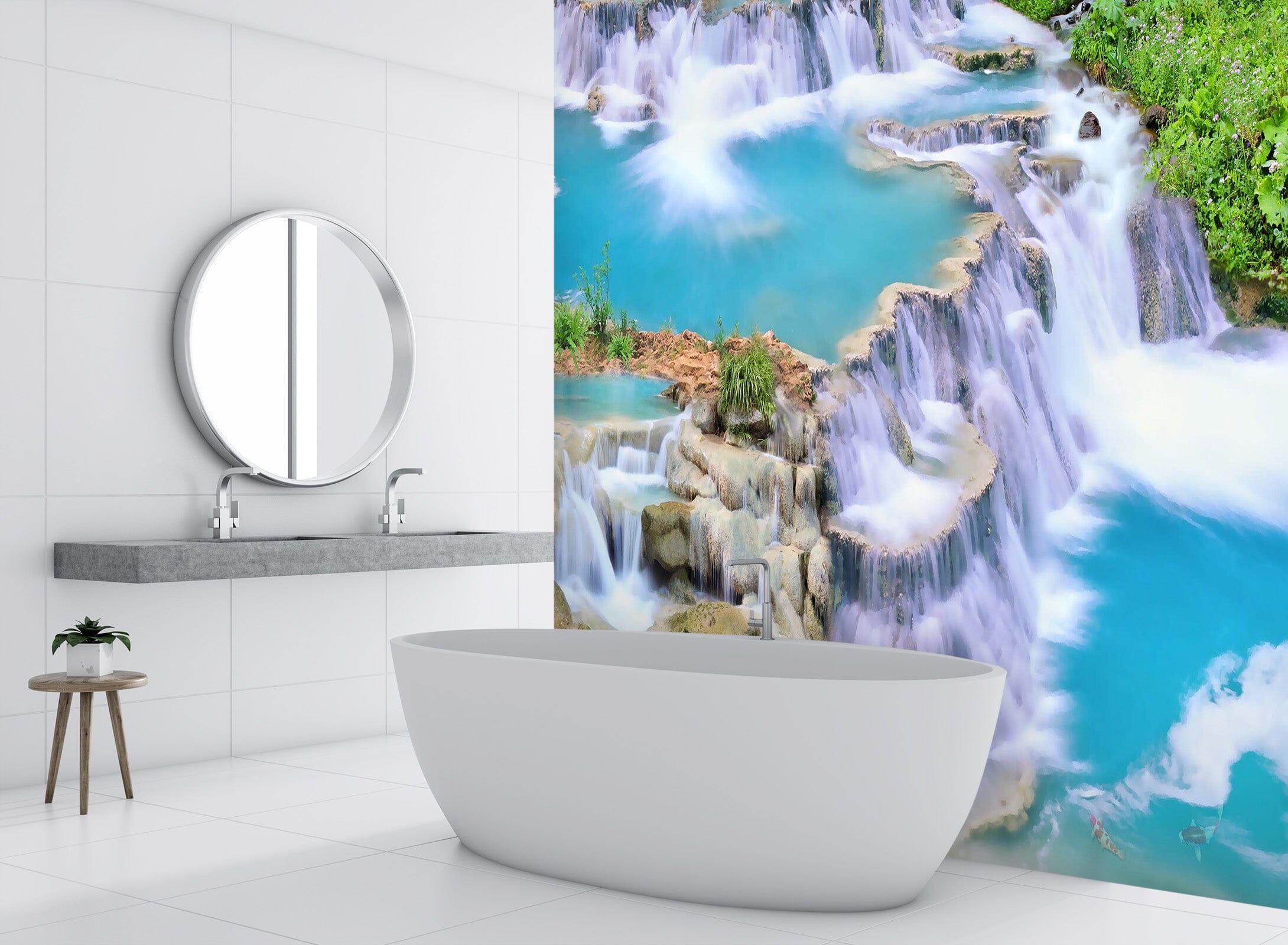 3D Canyon Waterfall 1629 Wall Murals Wallpaper AJ Wallpaper 2 
