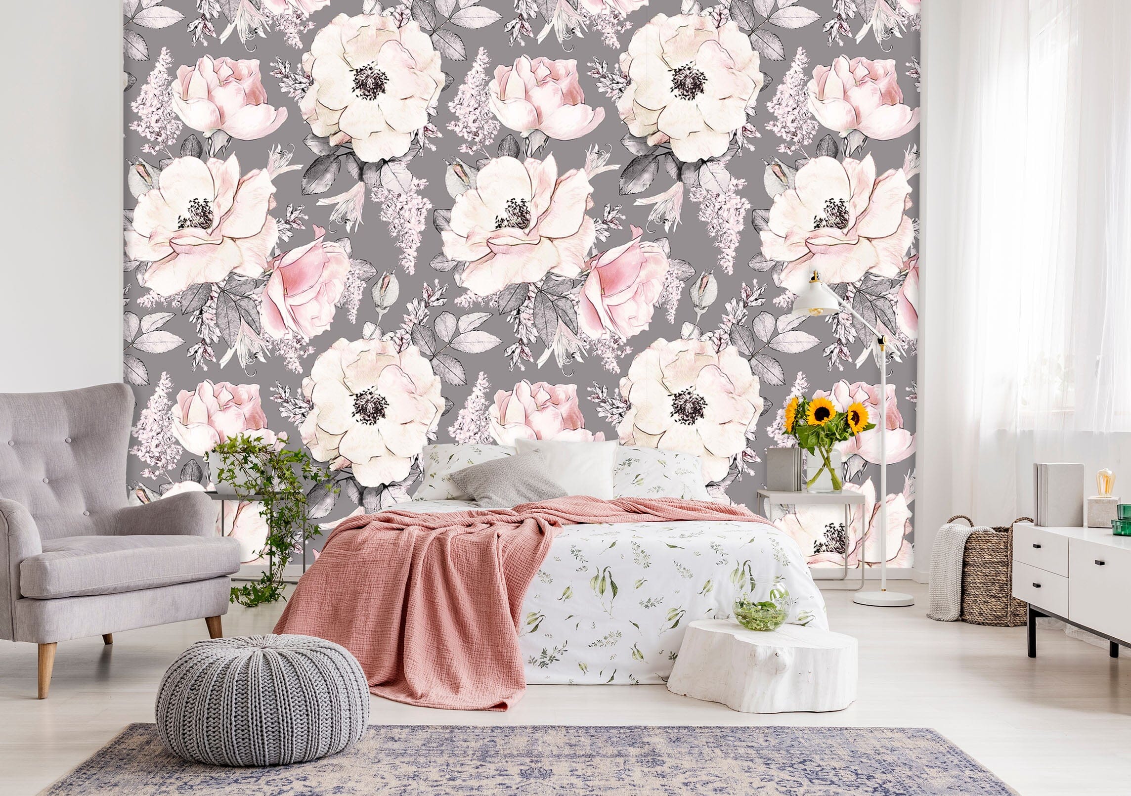 3D Hand Painted Flower 043 Wall Murals Wallpaper AJ Wallpaper 2 