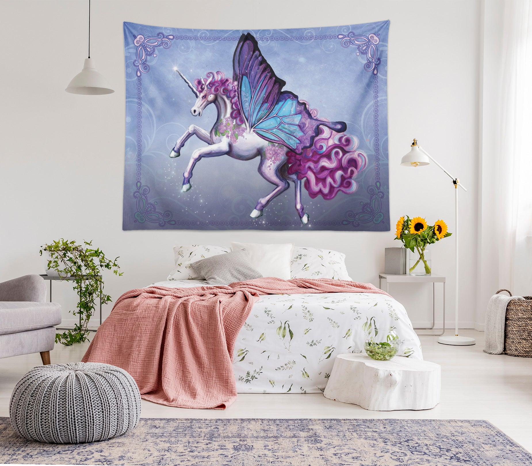 3D Butterfly Unicorn 944 Rose Catherine Khan Tapestry Hanging Cloth Hang