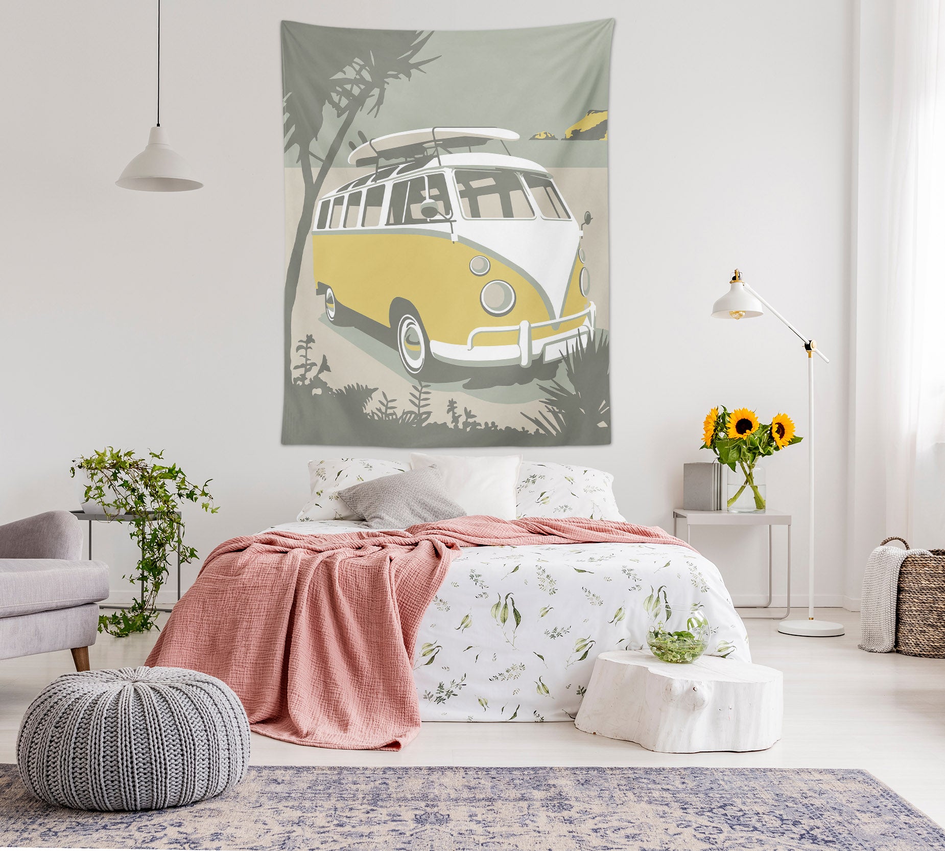 3D Yellow Car 5360 Steve Read Tapestry Hanging Cloth Hang