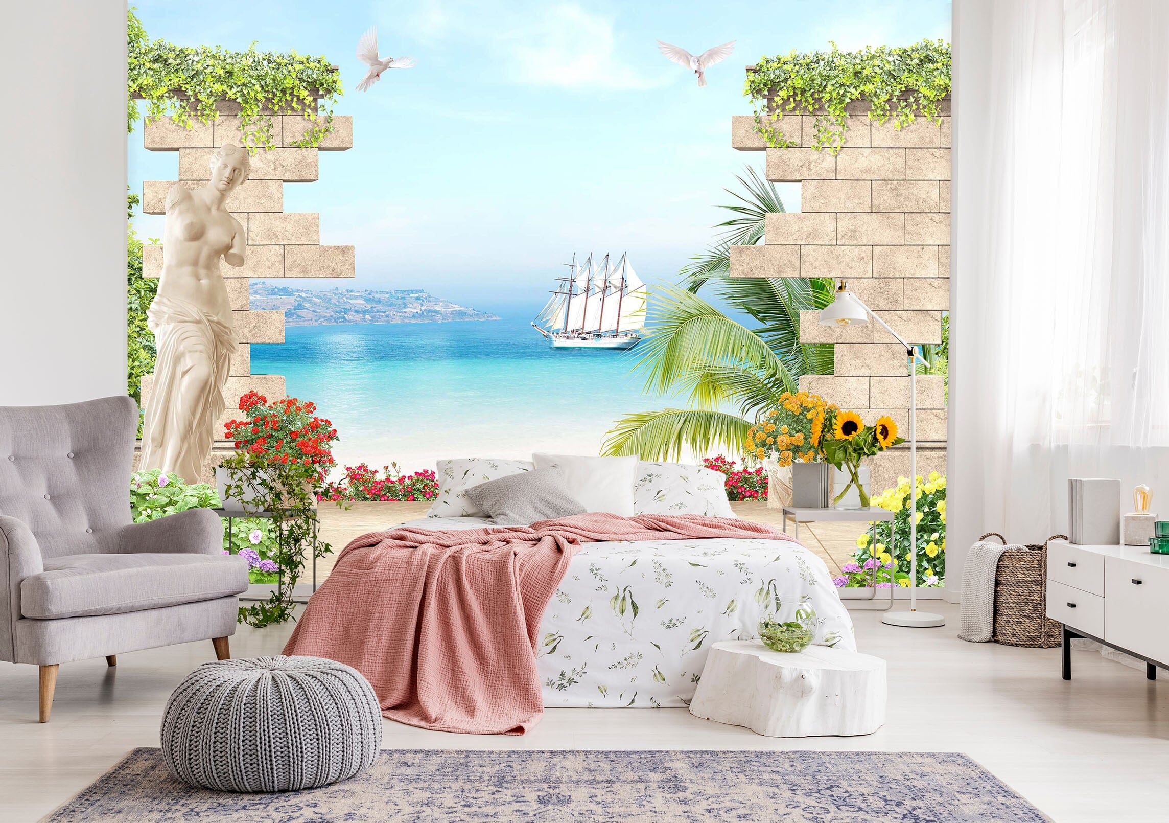 3D Sea Boat 2046 Wall Murals Wallpaper AJ Wallpaper 2 