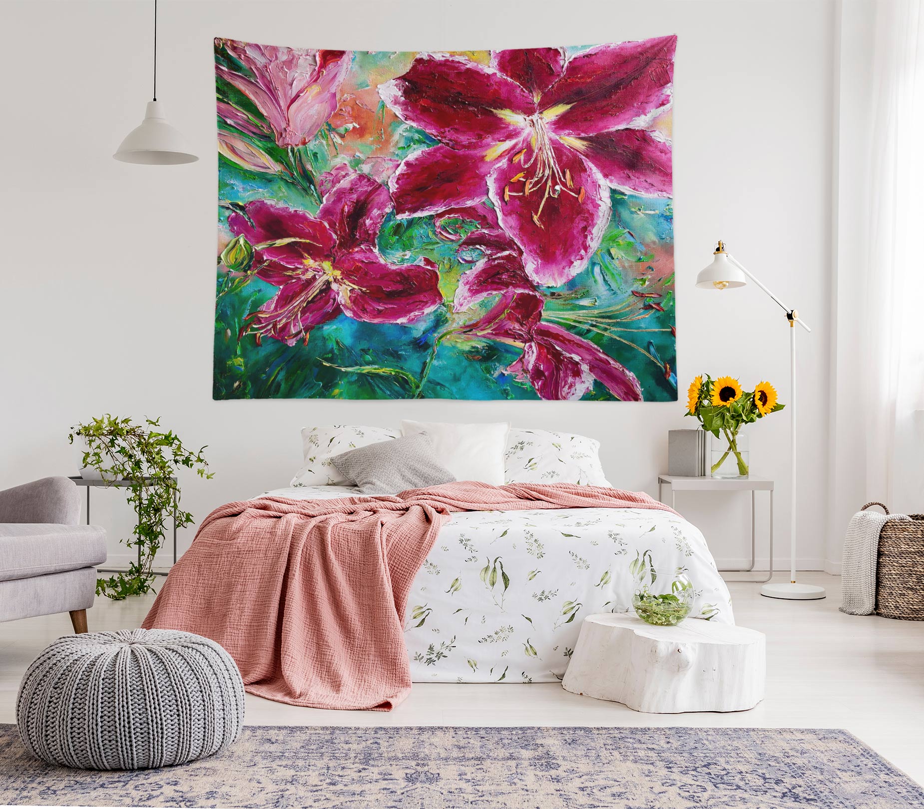 3D Red Flowers 3490 Skromova Marina Tapestry Hanging Cloth Hang