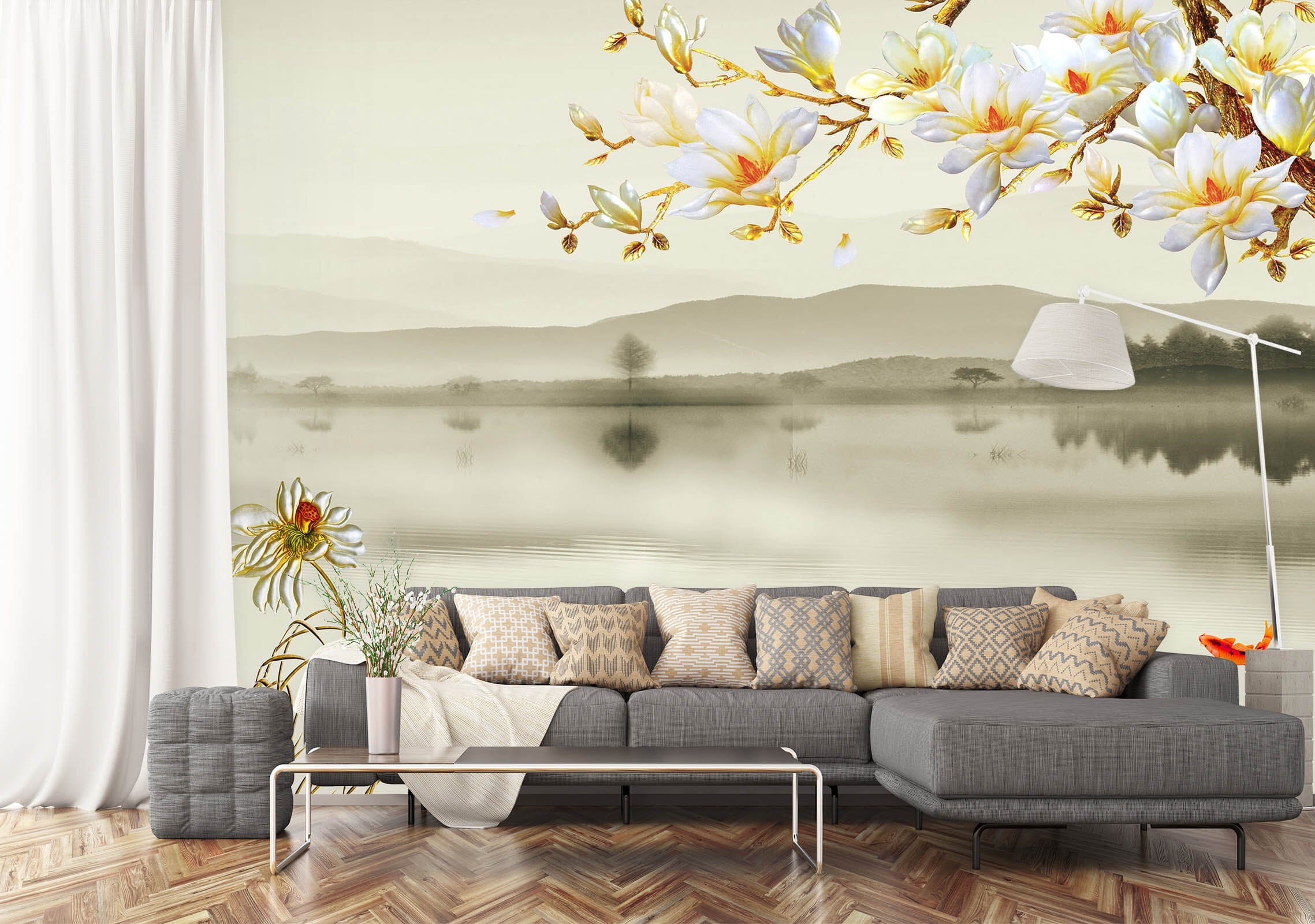 3D Autumn Pond 1601 Wall Murals Wallpaper AJ Wallpaper 2 