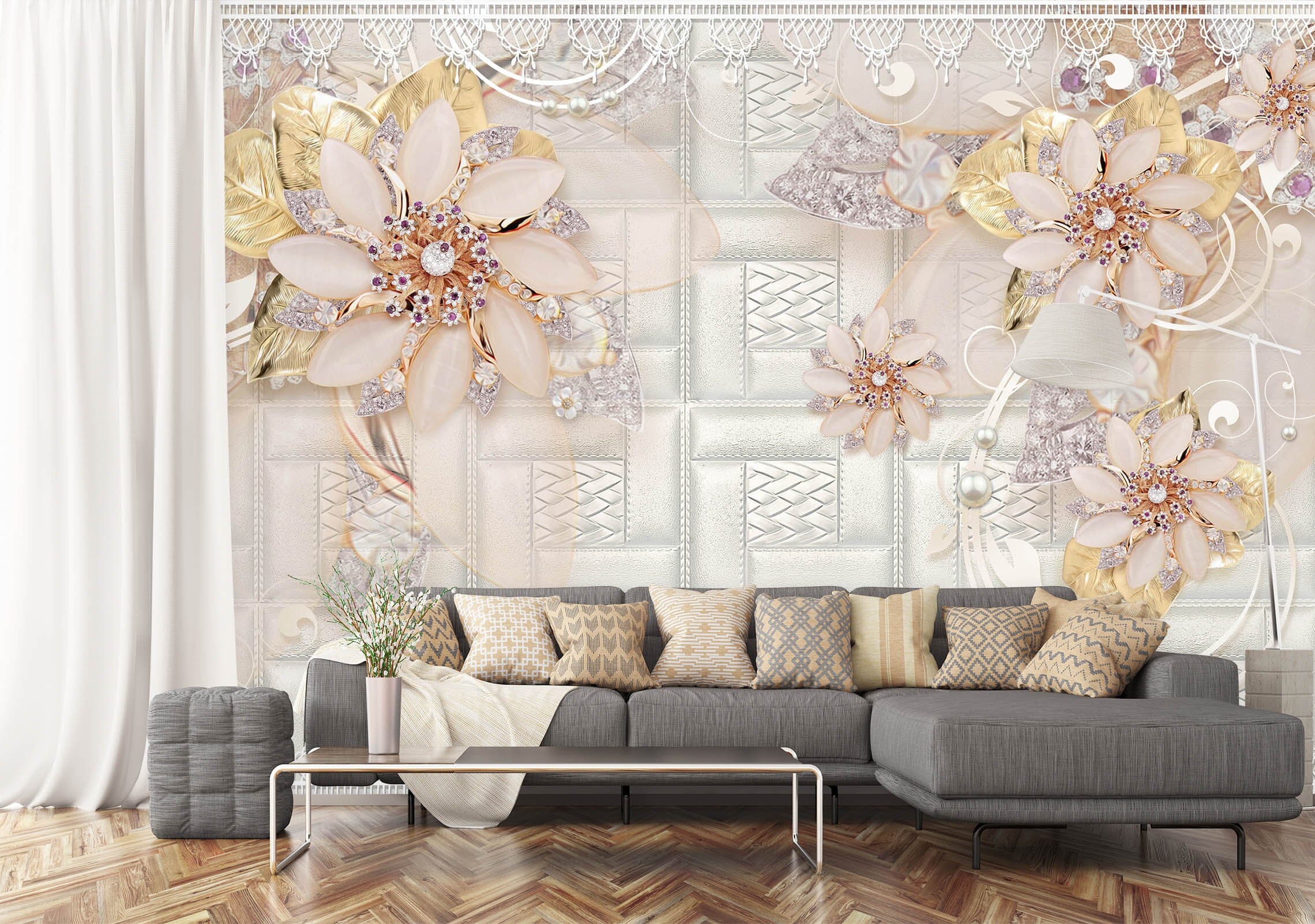 3D Pearl Flower 1479 Wall Murals Wallpaper AJ Wallpaper 2 