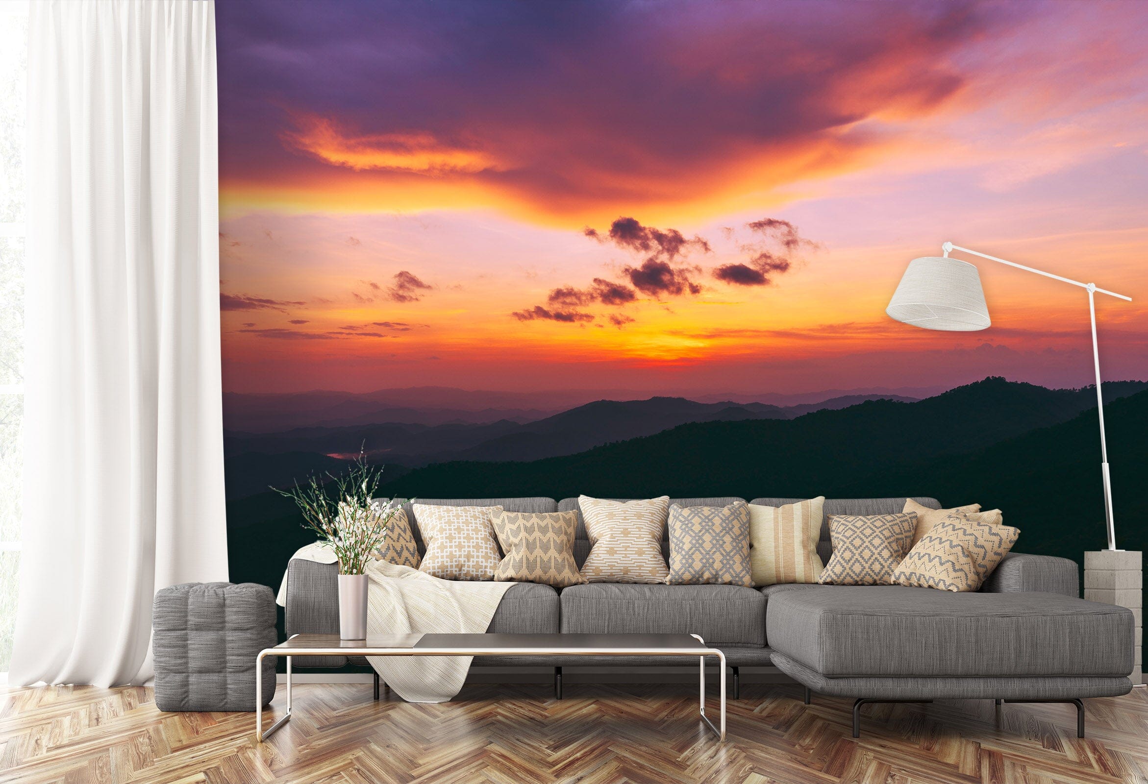 3D Sunset Mountain View 02 Wall Murals Wallpaper AJ Wallpaper 2 