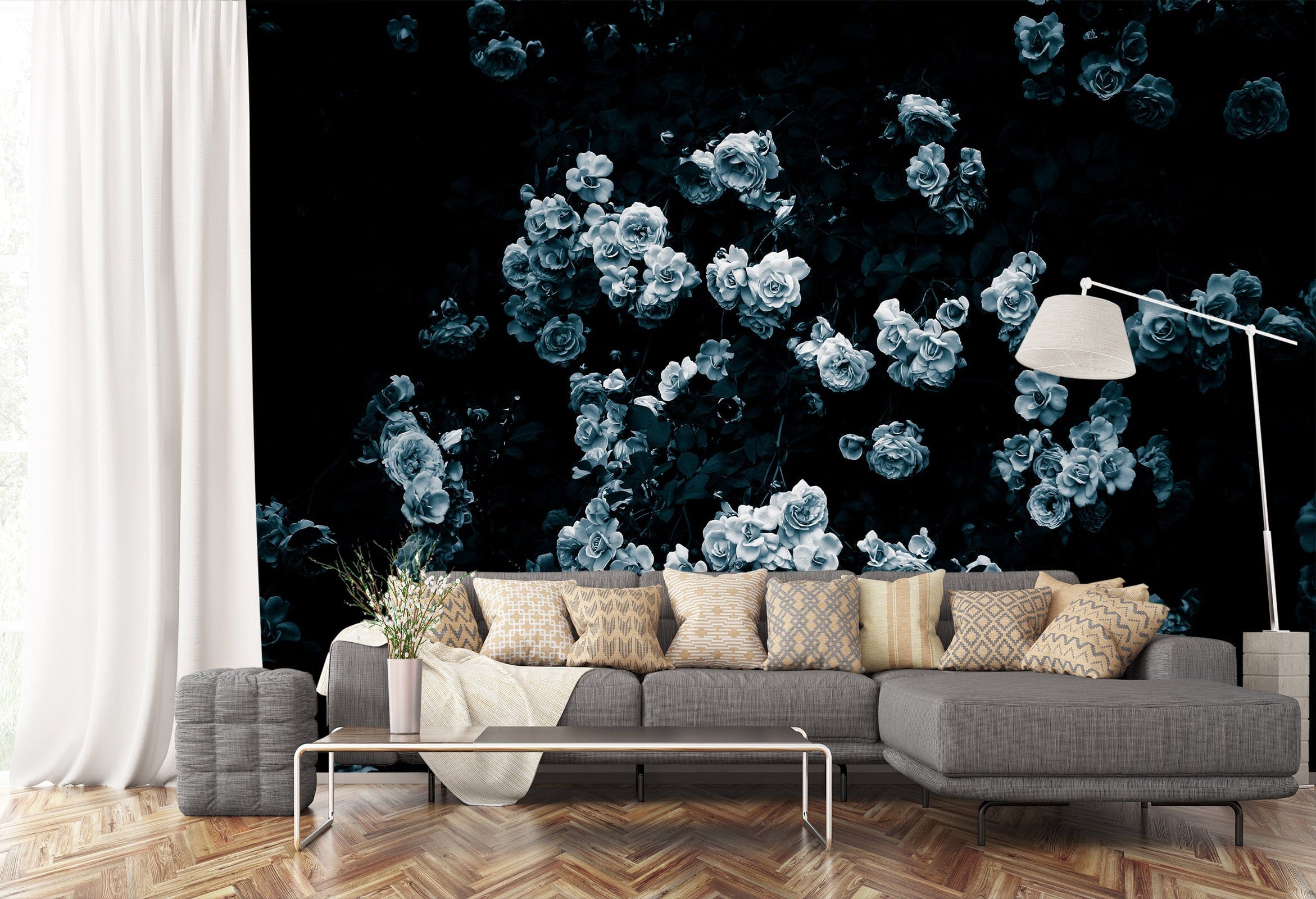 3D White Flowers 104 Noirblanc777 Wall Mural Wall Murals Wallpaper AJ Wallpaper 2 