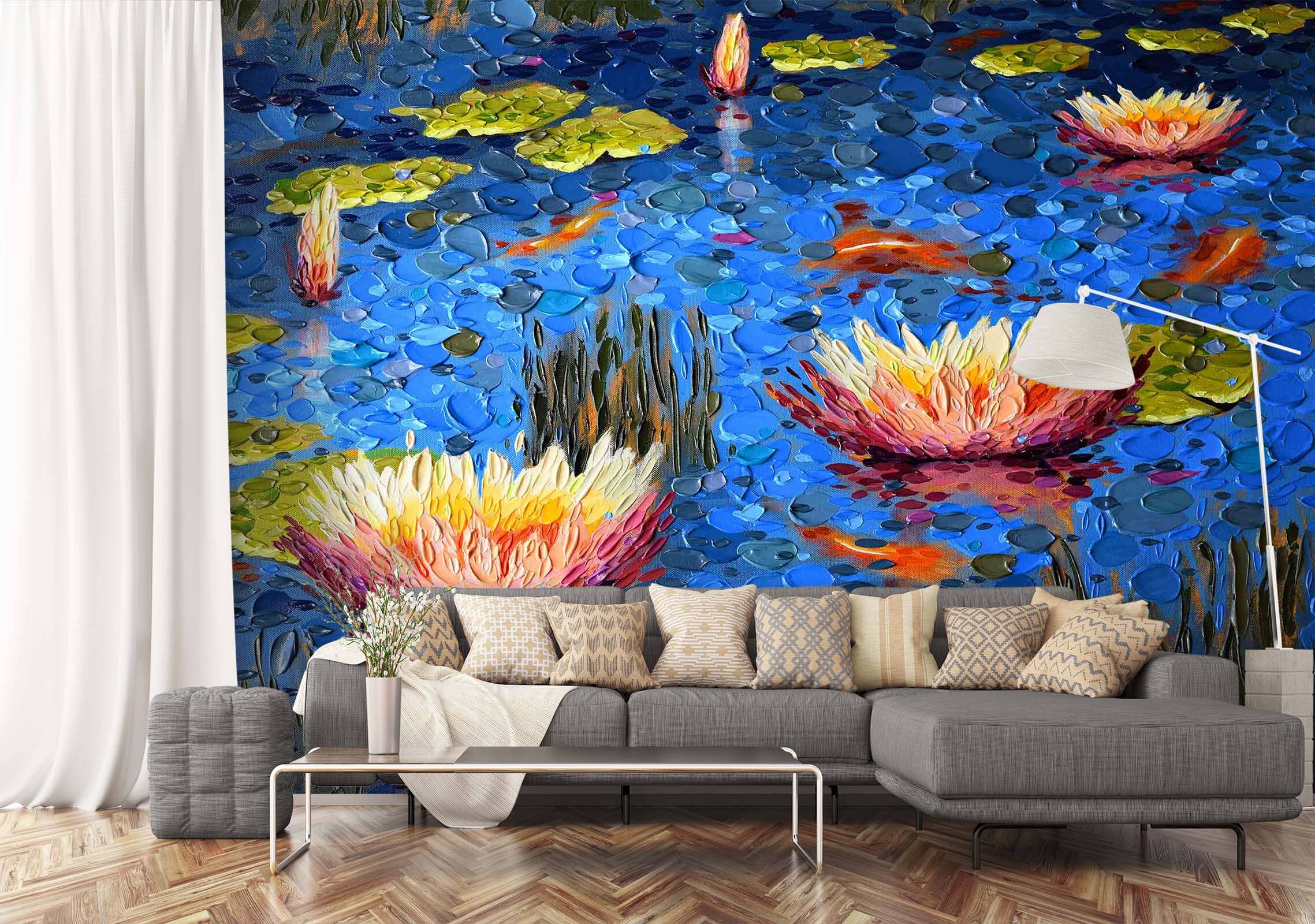 3D Painted Lotus 1405 Dena Tollefson Wall Mural Wall Murals Wallpaper AJ Wallpaper 2 