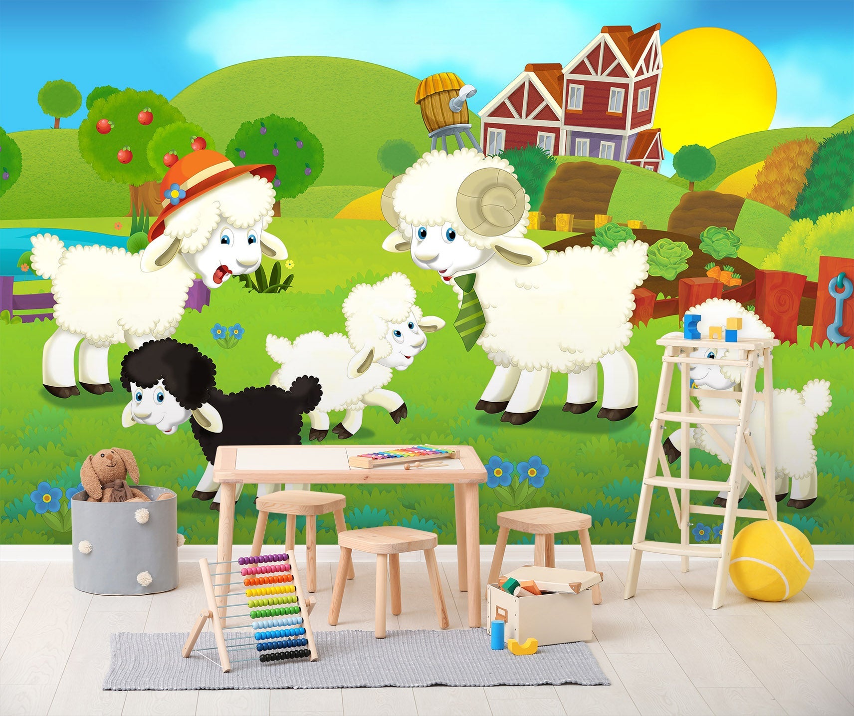 3D Cartoon White Sheep 007 Wall Murals Wallpaper AJ Wallpaper 2 