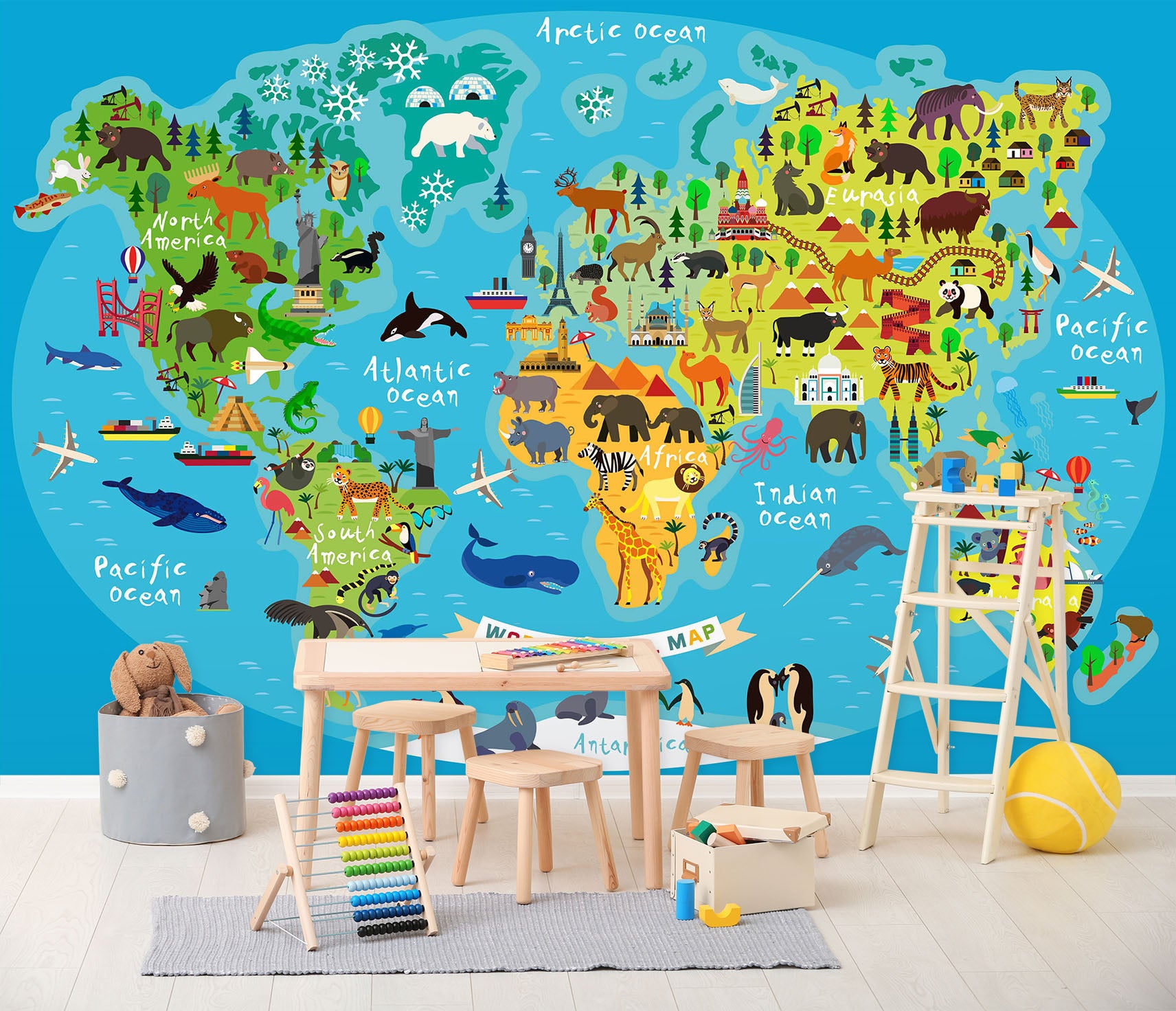 3D Land Island 2154 World Map Wall Murals