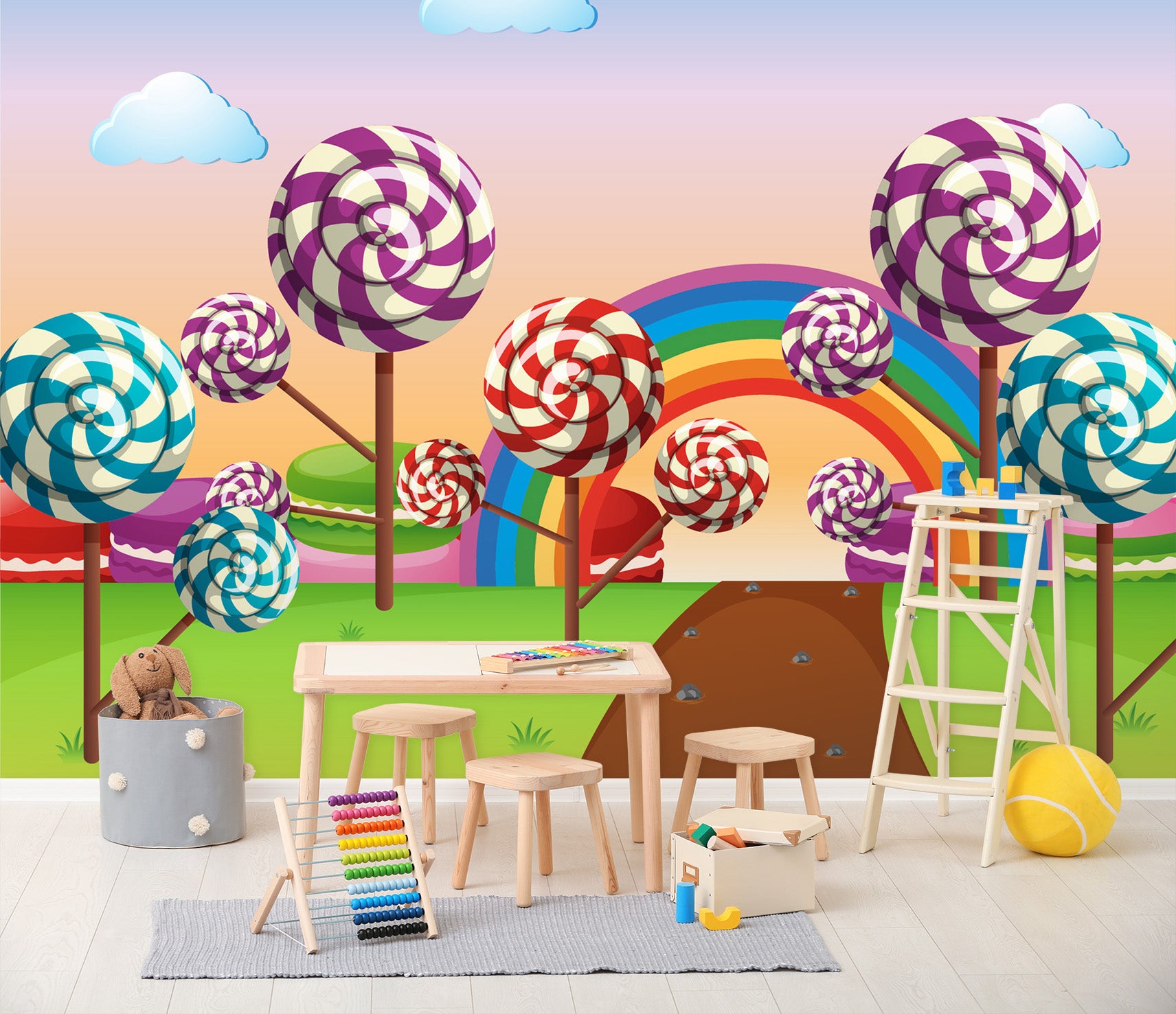 3D Rainbow Lollipop 253 Wall Murals