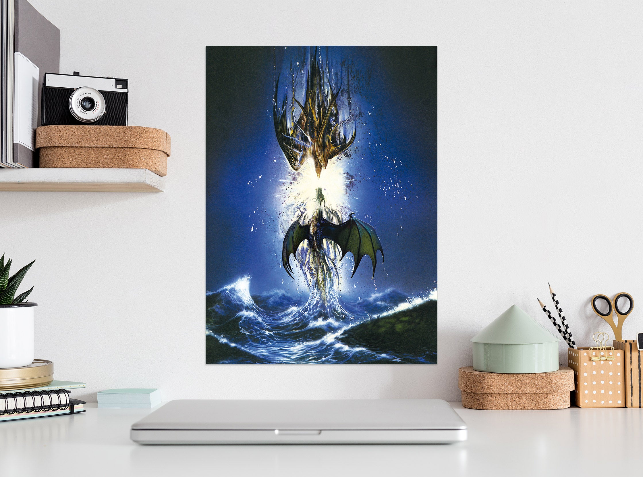 3D Night Sky Dragon Waves 8077 Ciruelo Wall Sticker