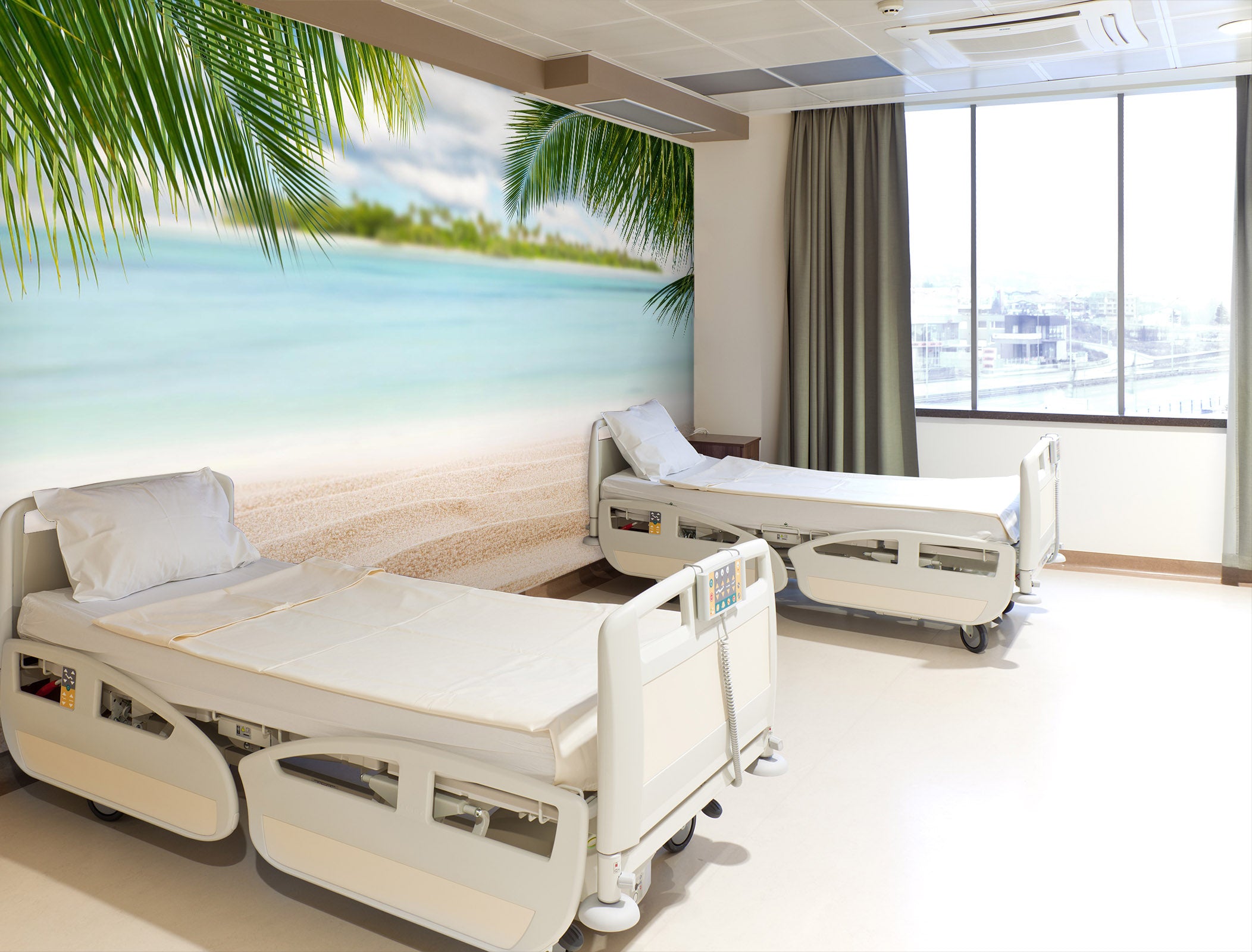 3D Beach Leaves 301 Wall Murals