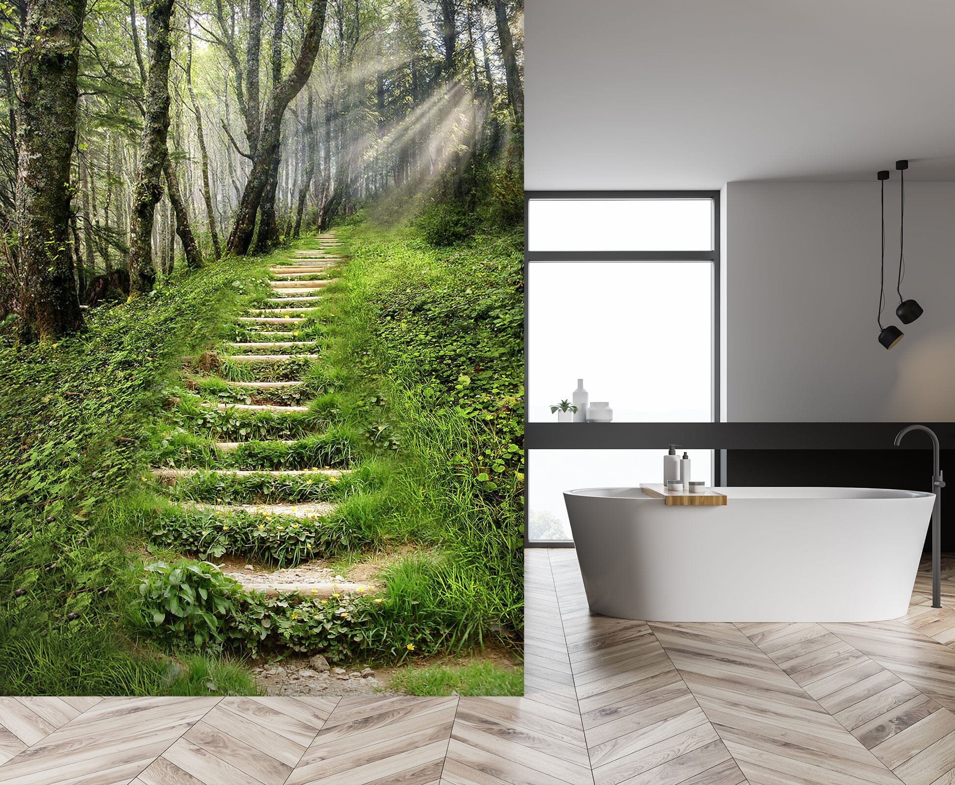3D Stairway Woods 082 Wall Murals Wallpaper AJ Wallpaper 2 