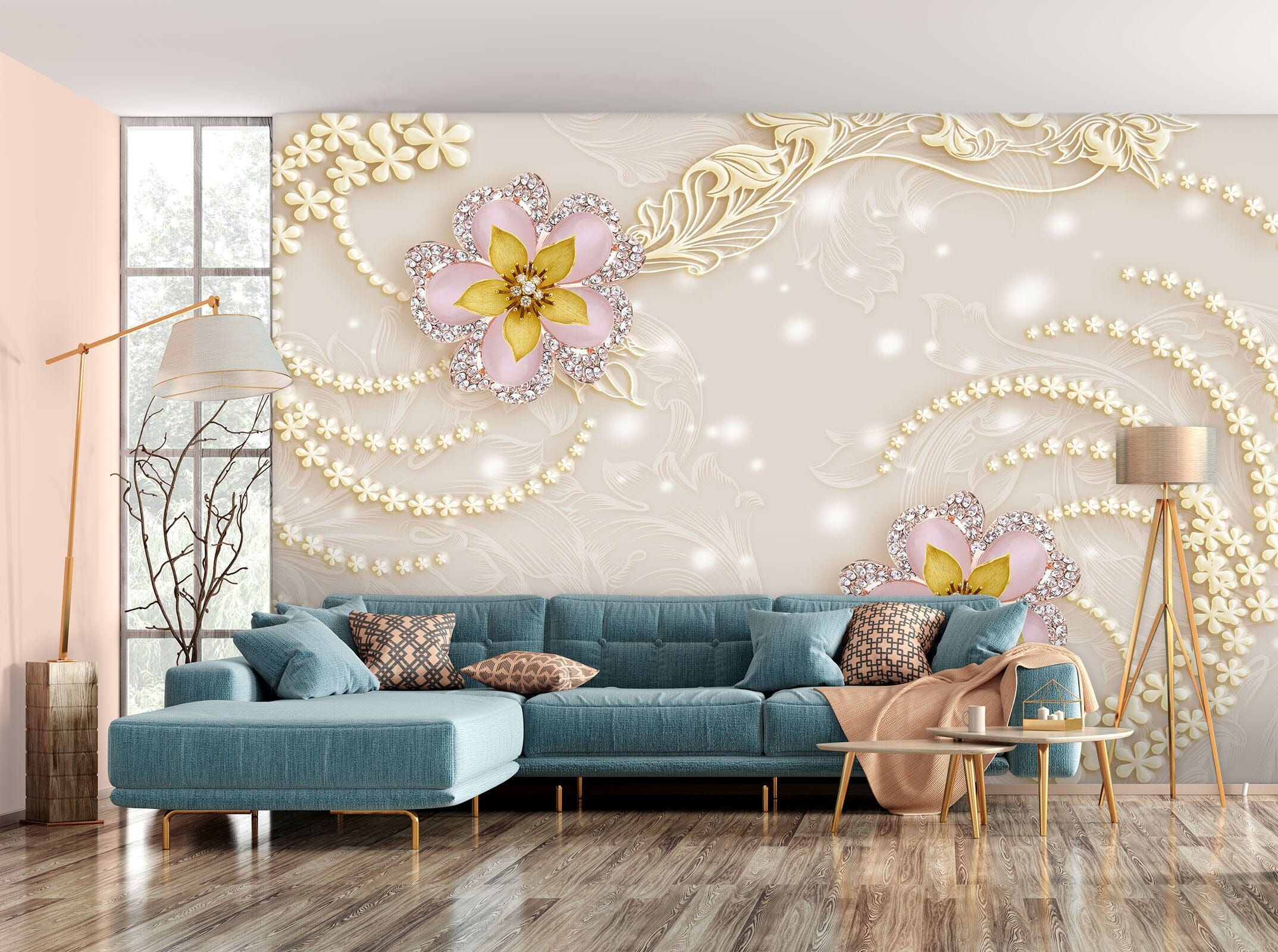 3D Pearl Flower 1477 Wall Murals Wallpaper AJ Wallpaper 2 