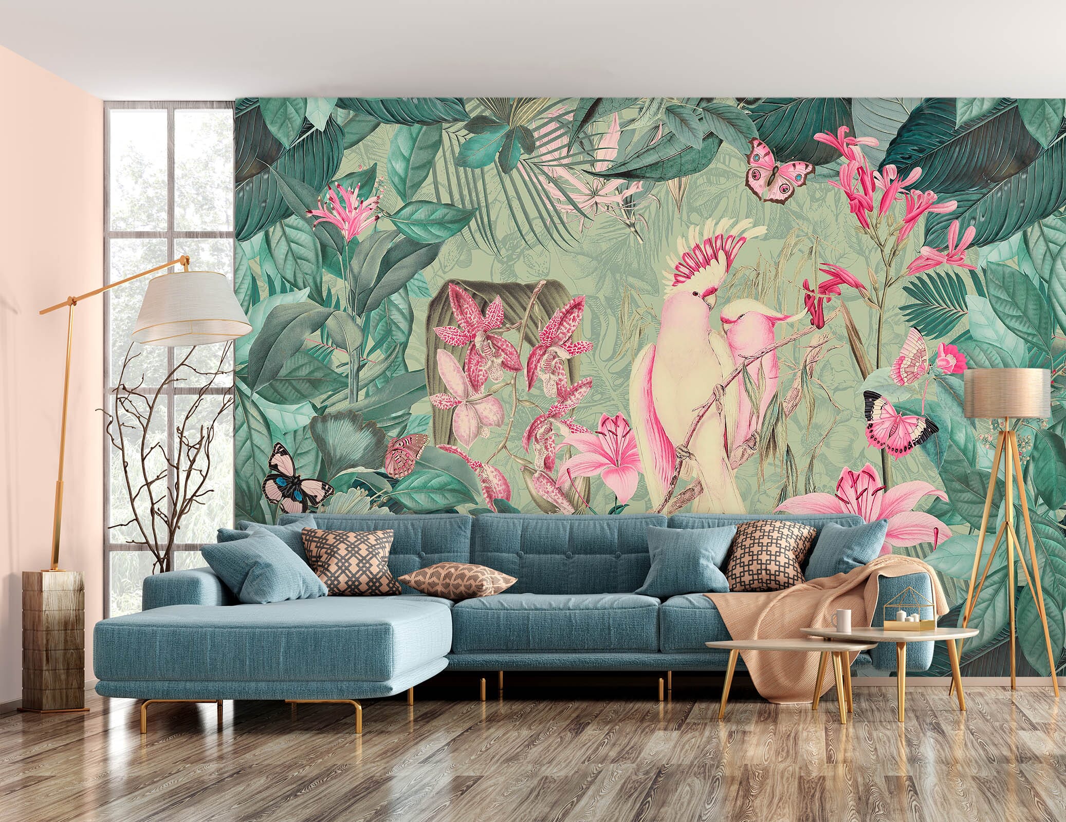 3D Cockatoos And Butterflies 1407 Andrea haase Wall Mural Wall Murals Wallpaper AJ Wallpaper 2 