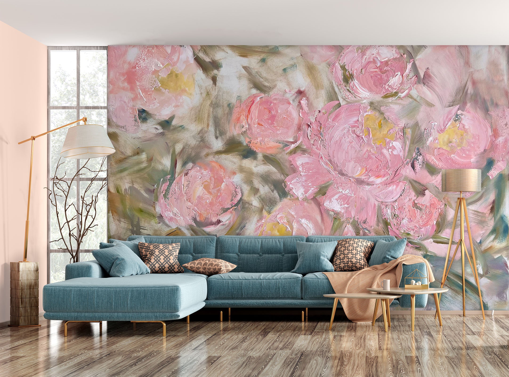 3D Painted Pink Flowers 3102 Skromova Marina Wall Mural Wall Murals