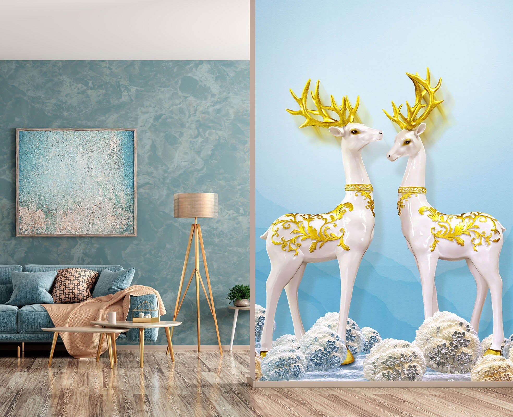 3D Golden Fawn 1807 Wall Murals Wallpaper AJ Wallpaper 2 