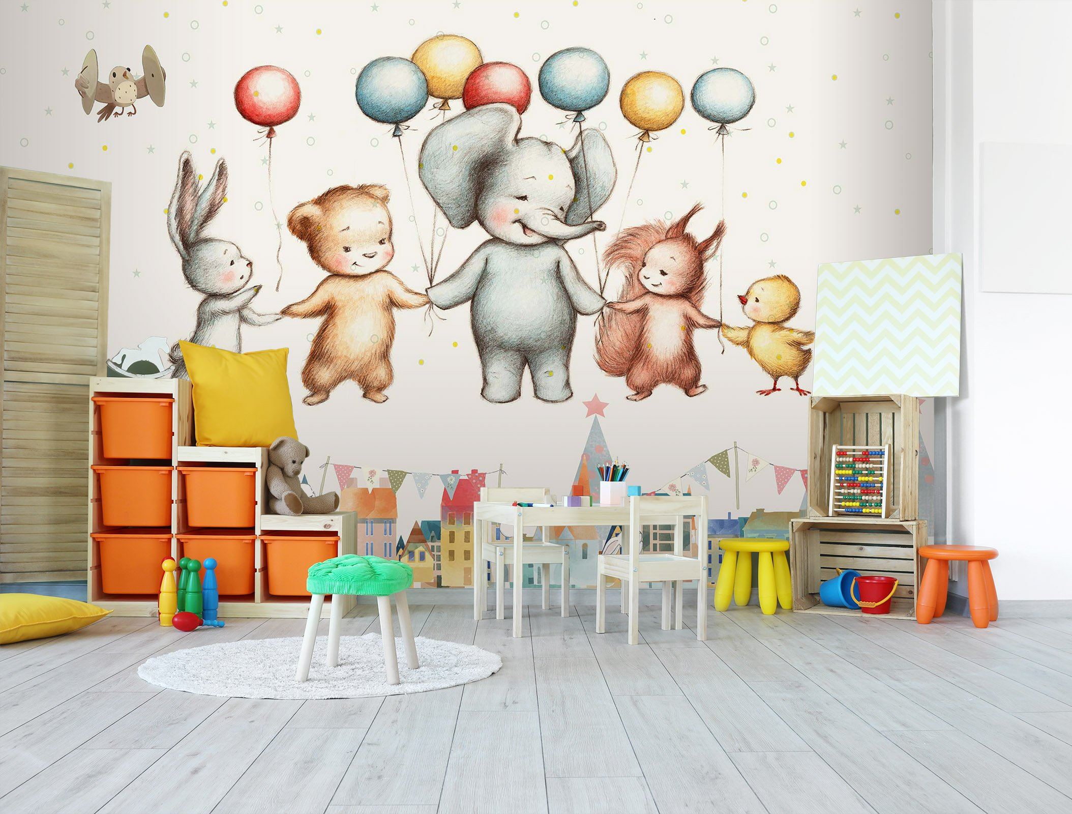 3D Cartoon Elephant 025 Wall Murals Wallpaper AJ Wallpaper 2 
