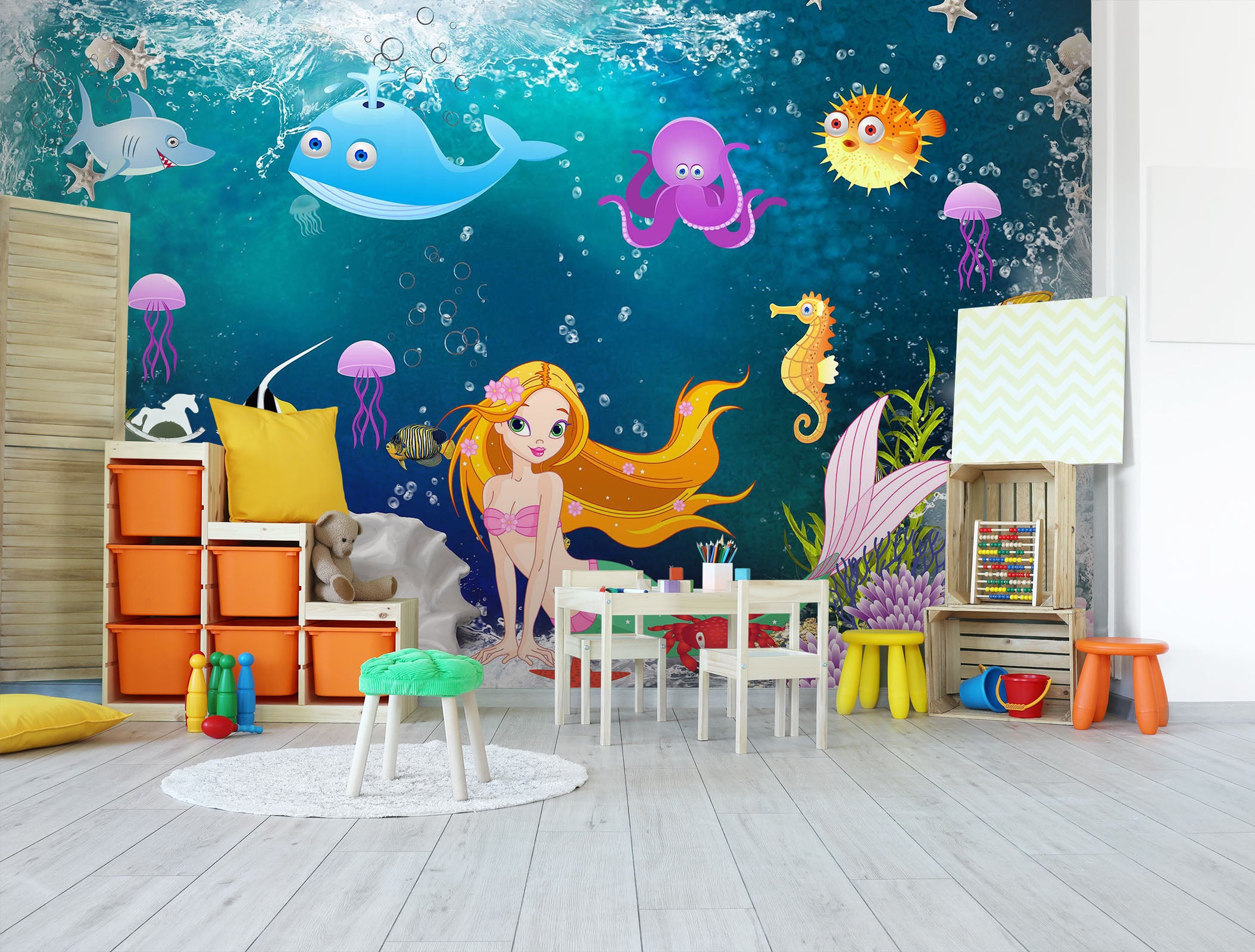 3D Mermaid Dolphin 264 Wall Murals