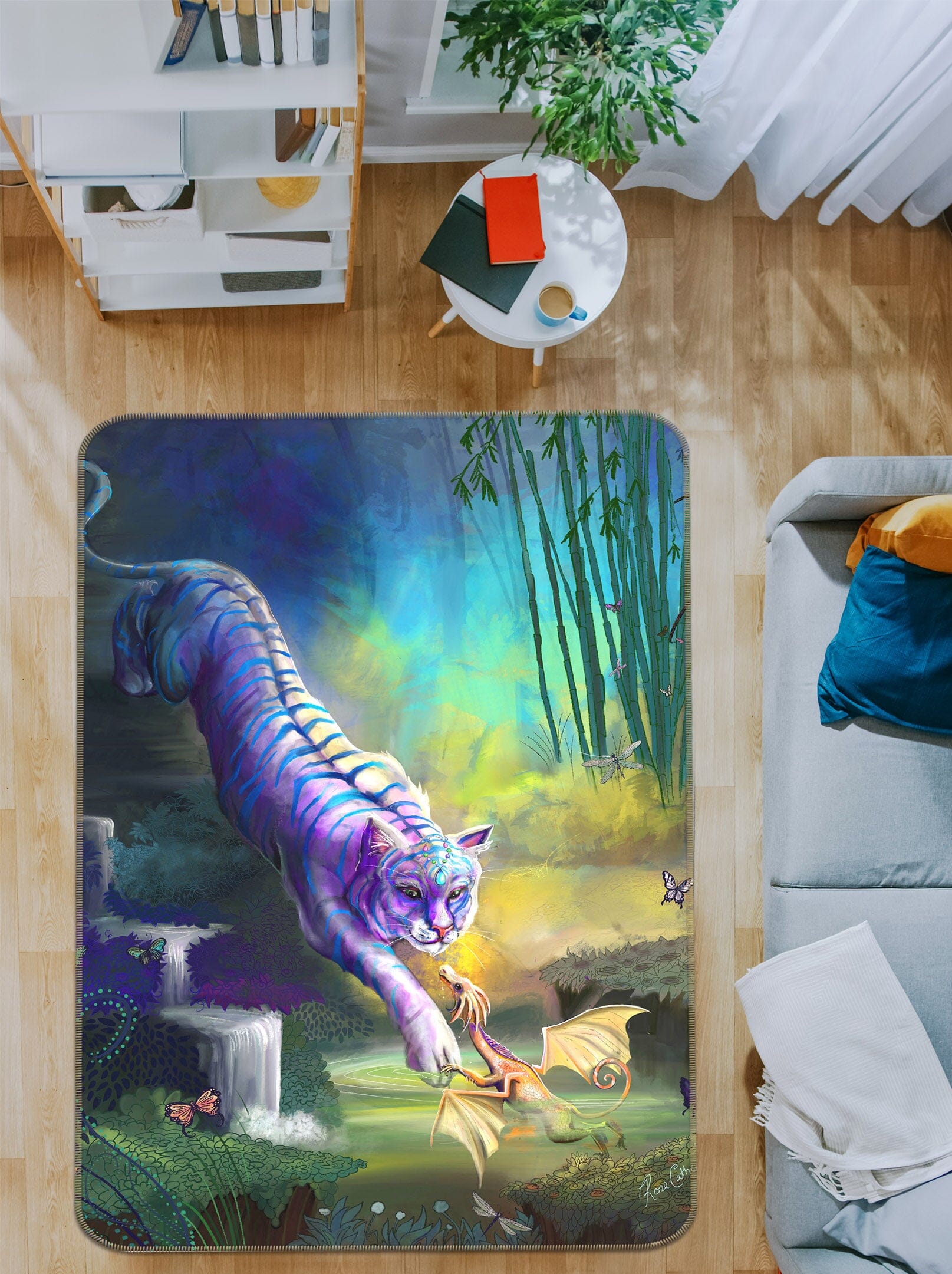 3D White Tiger 3033 Rose Catherine Khan Rug Non Slip Rug Mat Mat AJ Creativity Home 