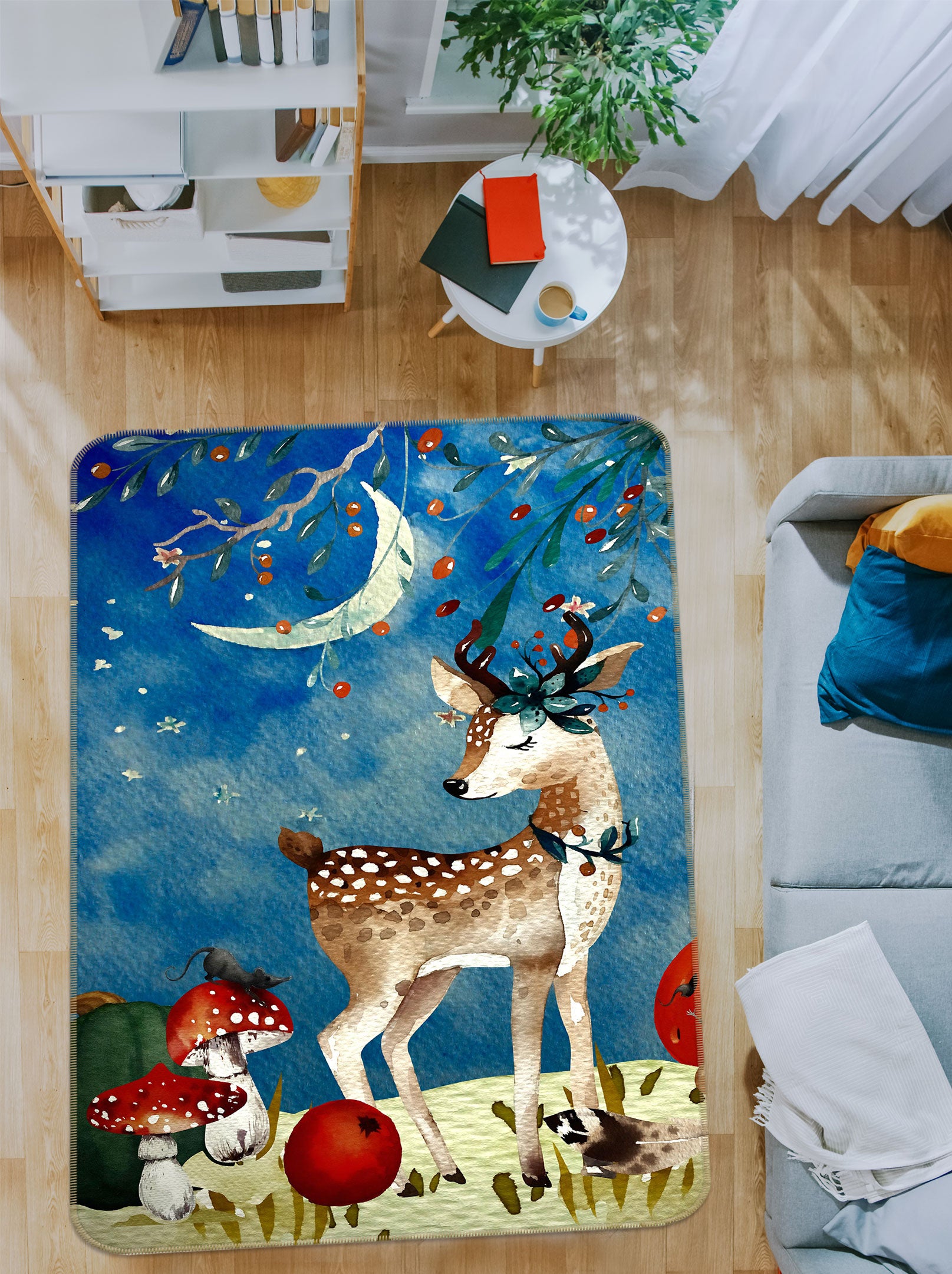 3D Sika Deer Mushroom 141 Uta Naumann Rug Non Slip Rug Mat
