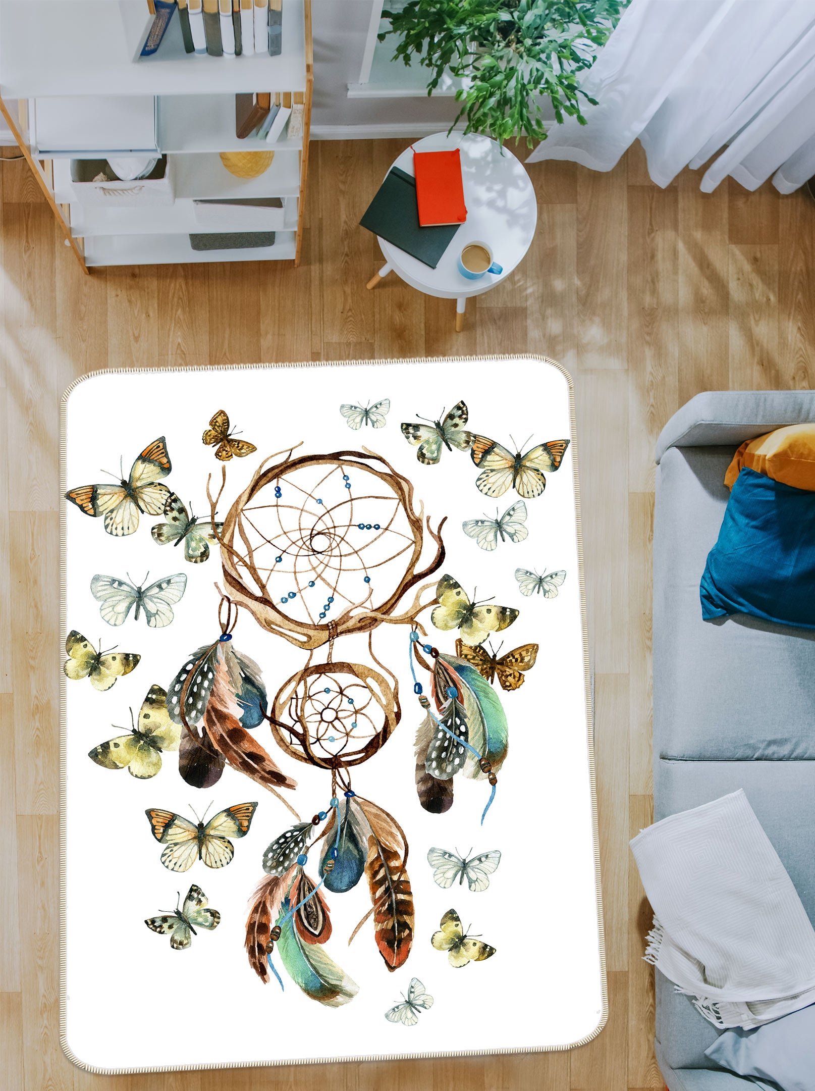 3D Butterfly Dream Catcher 37145 Non Slip Rug Mat
