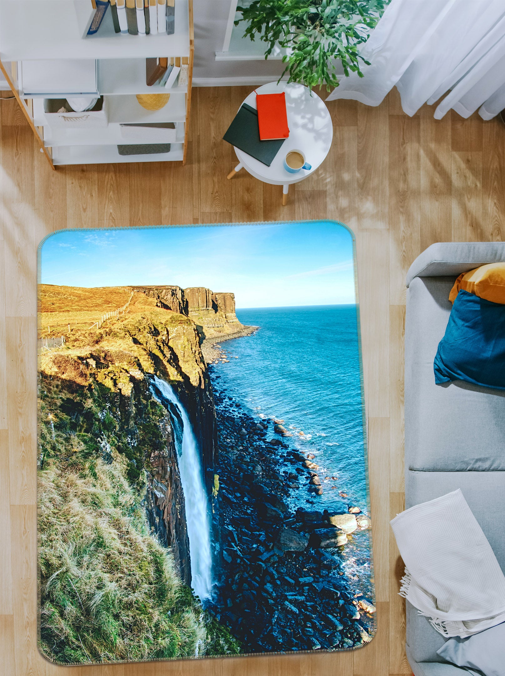 3D Mountain Cliff Sea 26029 Non Slip Rug Mat
