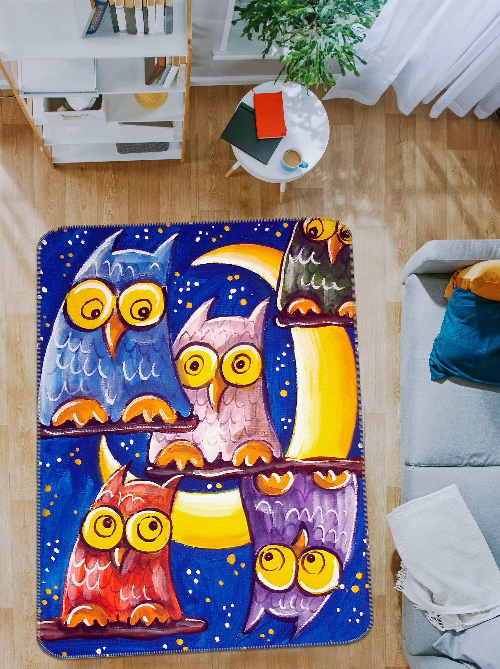 3D Owl Moon 33239 Non Slip Rug Mat