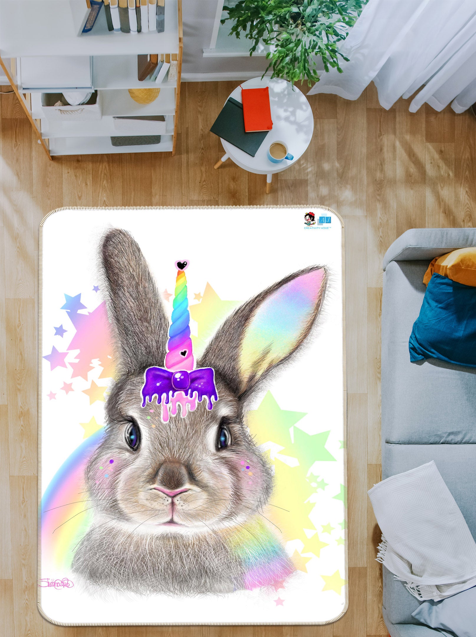 3D Unicorn Bunny 8526 Sheena Pike Rug Non Slip Rug Mat