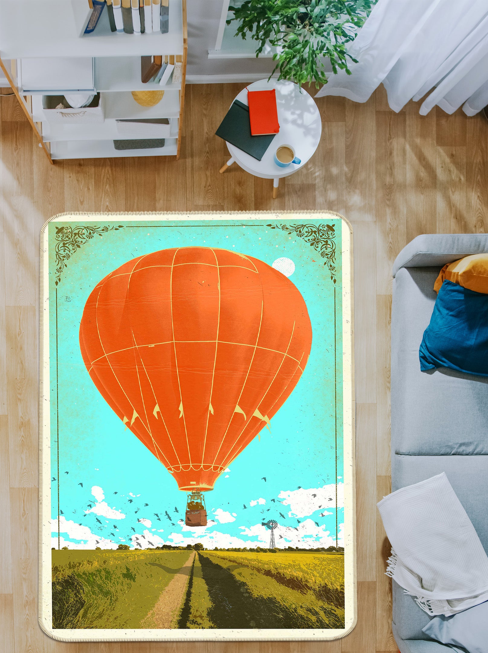 3D Hot Air Balloon 84098 Showdeer Rug Non Slip Rug Mat