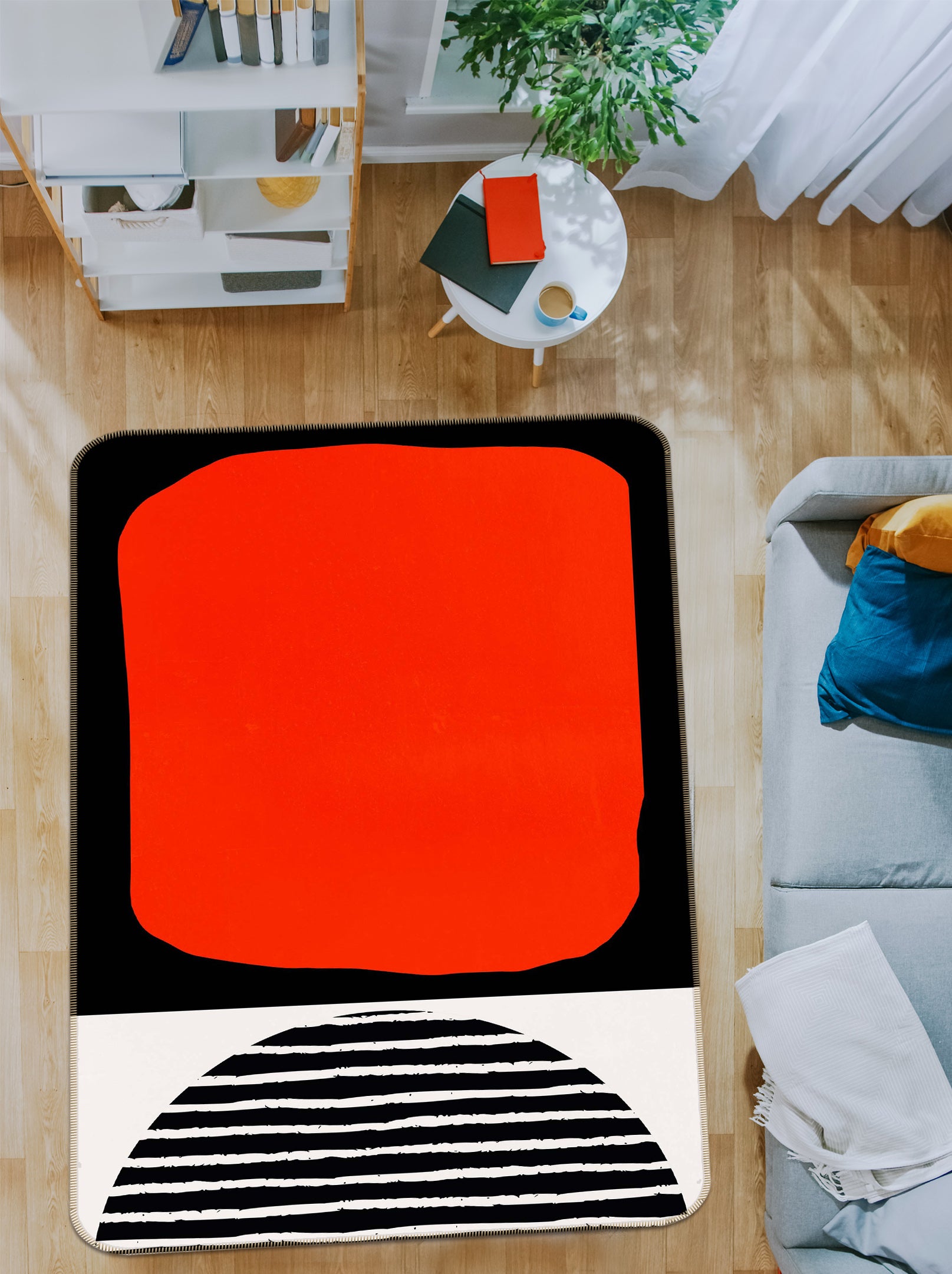 3D Red Square 1005 Boris Draschoff Rug Non Slip Rug Mat