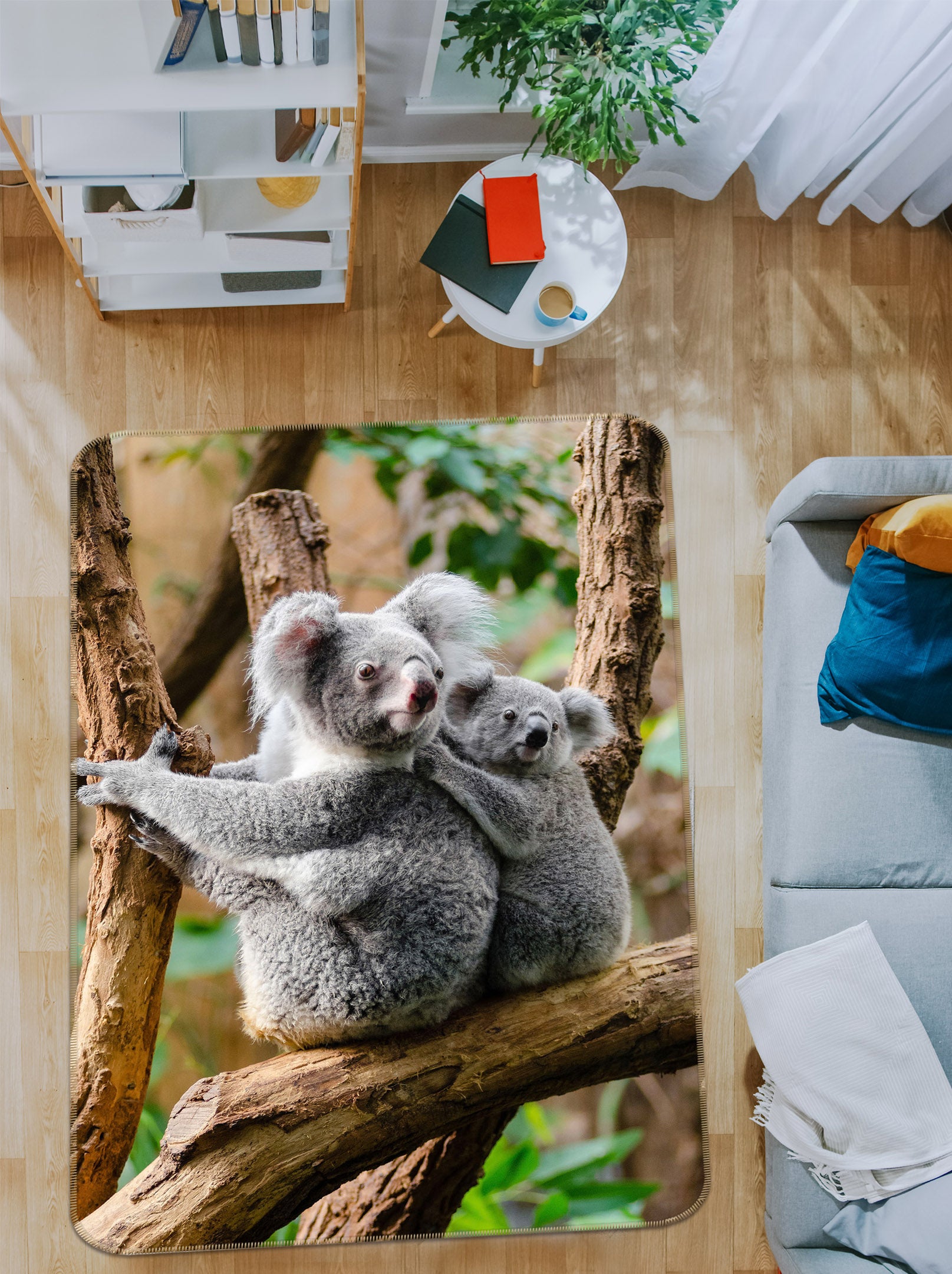 3D Eucalyptus Koala 158 Animal Non Slip Rug Mat