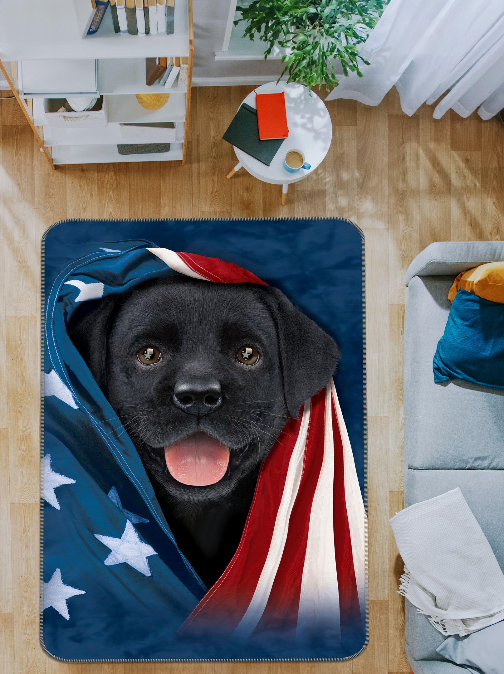 3D Dog American Flag 84189 Vincent Hie Rug Non Slip Rug Mat