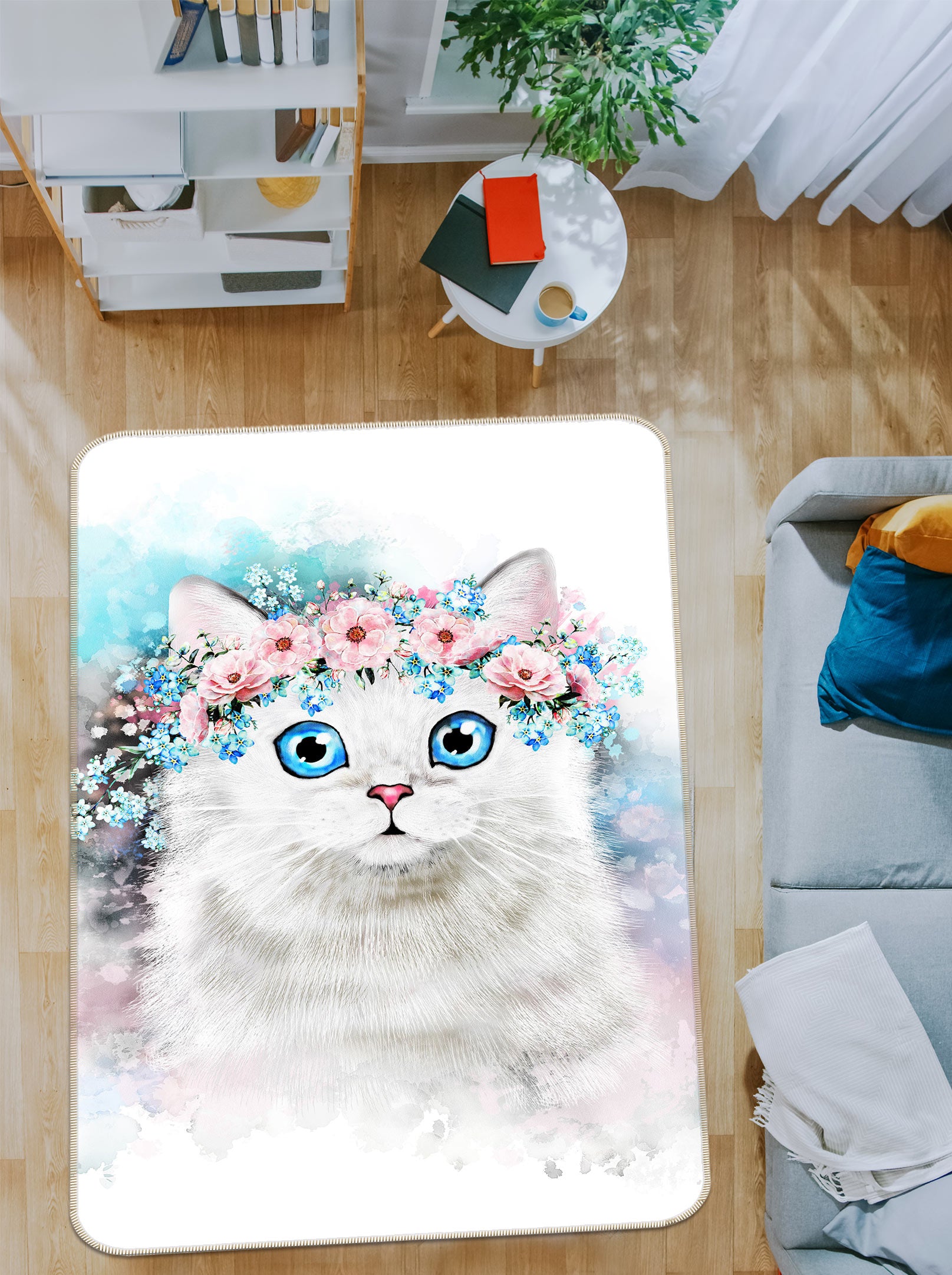 3D Wreath Cat 37132 Non Slip Rug Mat