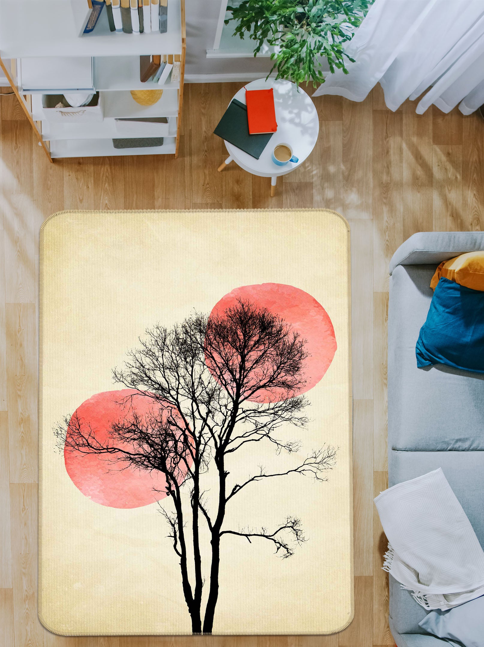 3D Sun Moon Trees 84134 Boris Draschoff Rug Non Slip Rug Mat