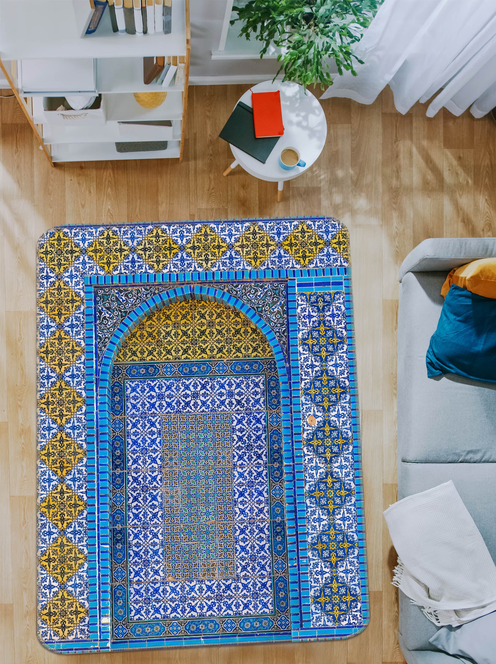 3D Blue Brick 192 Assaf Frank Rug Non Slip Rug Mat